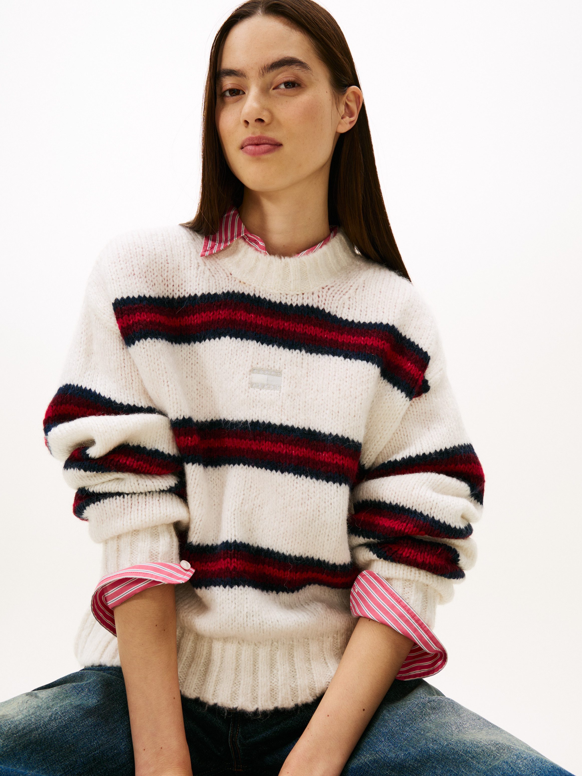 Tommy Jeans Rundhalspullover TJW BADGE STRIPE günstig online kaufen