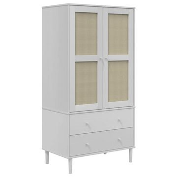 vidaXL Kleiderschrank Kleiderschrank SENJA Rattan-Optik Weiß 90x55x175 cm Kiefernholz (1-St)