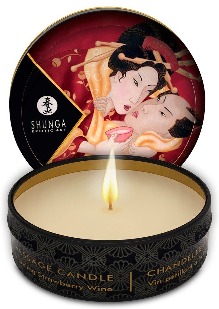 Shunga für Mini Candle ml, - 30 Massagen SHUNGA wärmende Strawberry Massagekerze Massage