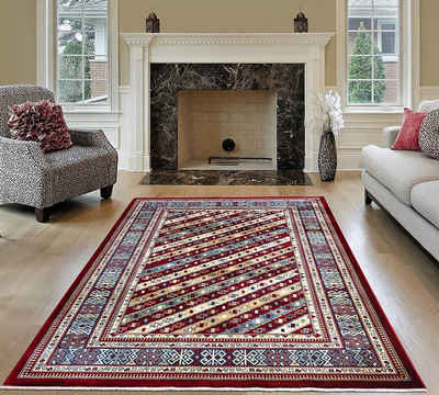 Orientteppich SHIRAZ 3794A, TEPPIA, rechteckig, Höhe: 8 mm, Wohnzimmerteppich in Rot I Hochwertiger Teppich