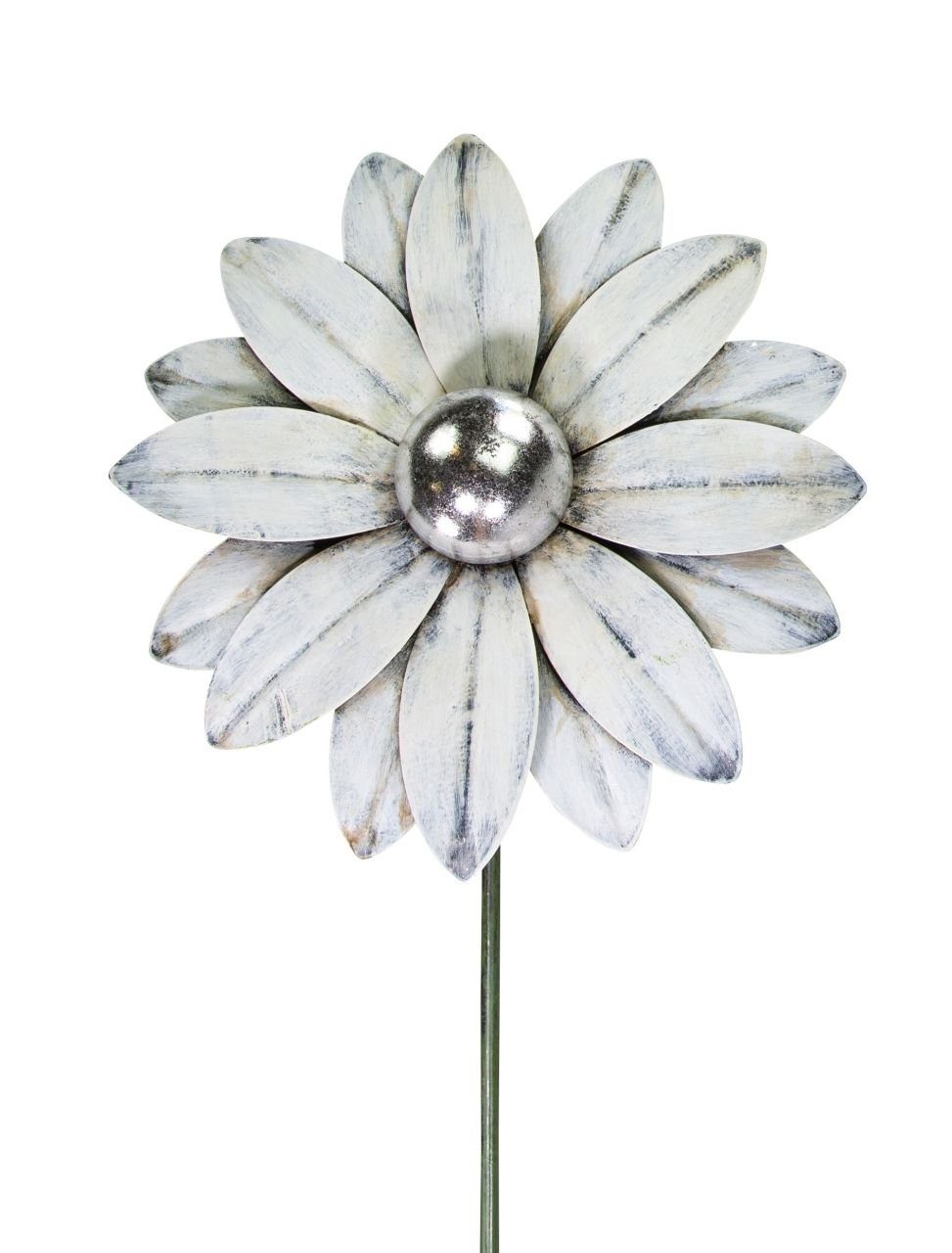 RIFFELMACHER & WEINBERGER Dekofigur Riffelmacher Gartenstecker Blüte weiß aus Metall