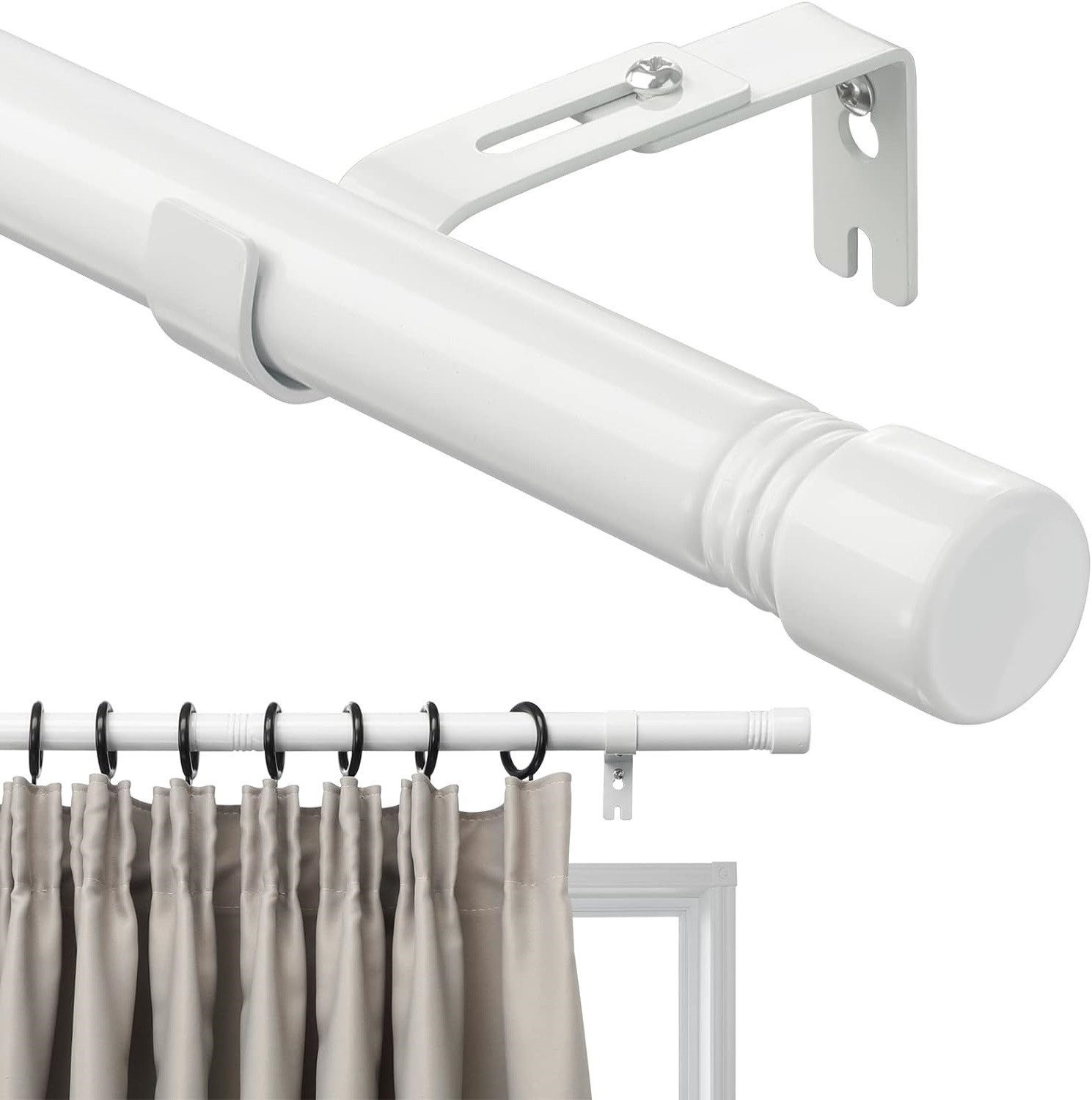 Gardinenstange Карнизы Knappenknäufe Edelstahl 76-238 cm Wandmontage Weiss