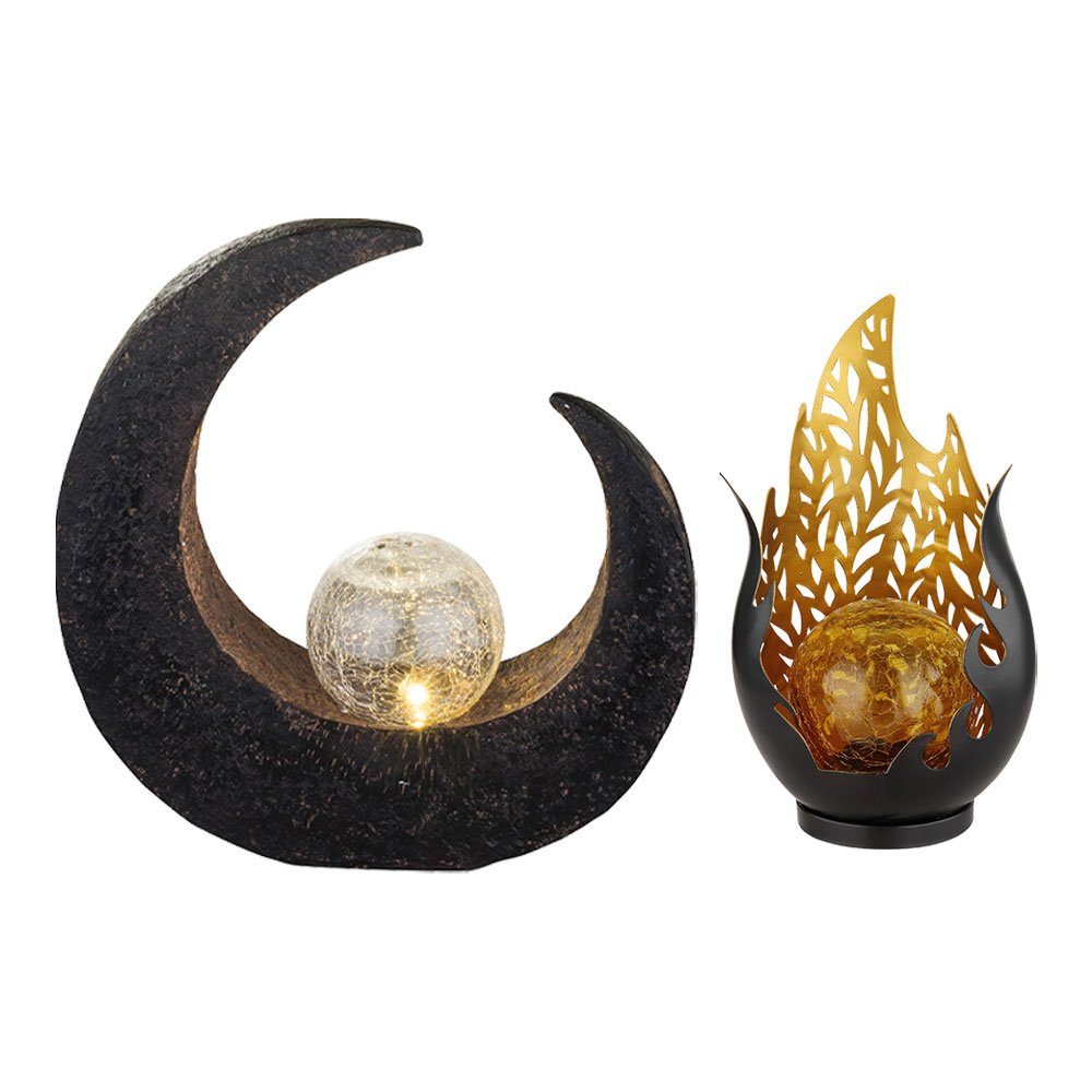 GLOBO LIGHTING LED Solarleuchte, LED-Leuchtmittel fest verbaut, Warmweiß, 2x LED Solarlampen für den Außenbereich