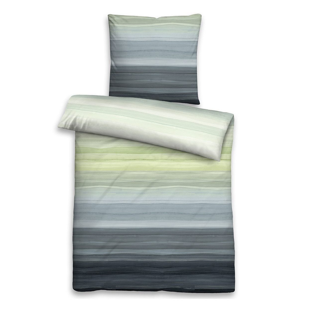 Sympathica Постельное белье Постельное белье Sympathica Satin 0614610-426 grün Streifen 135x200, Mako- Satin, 2 teilig