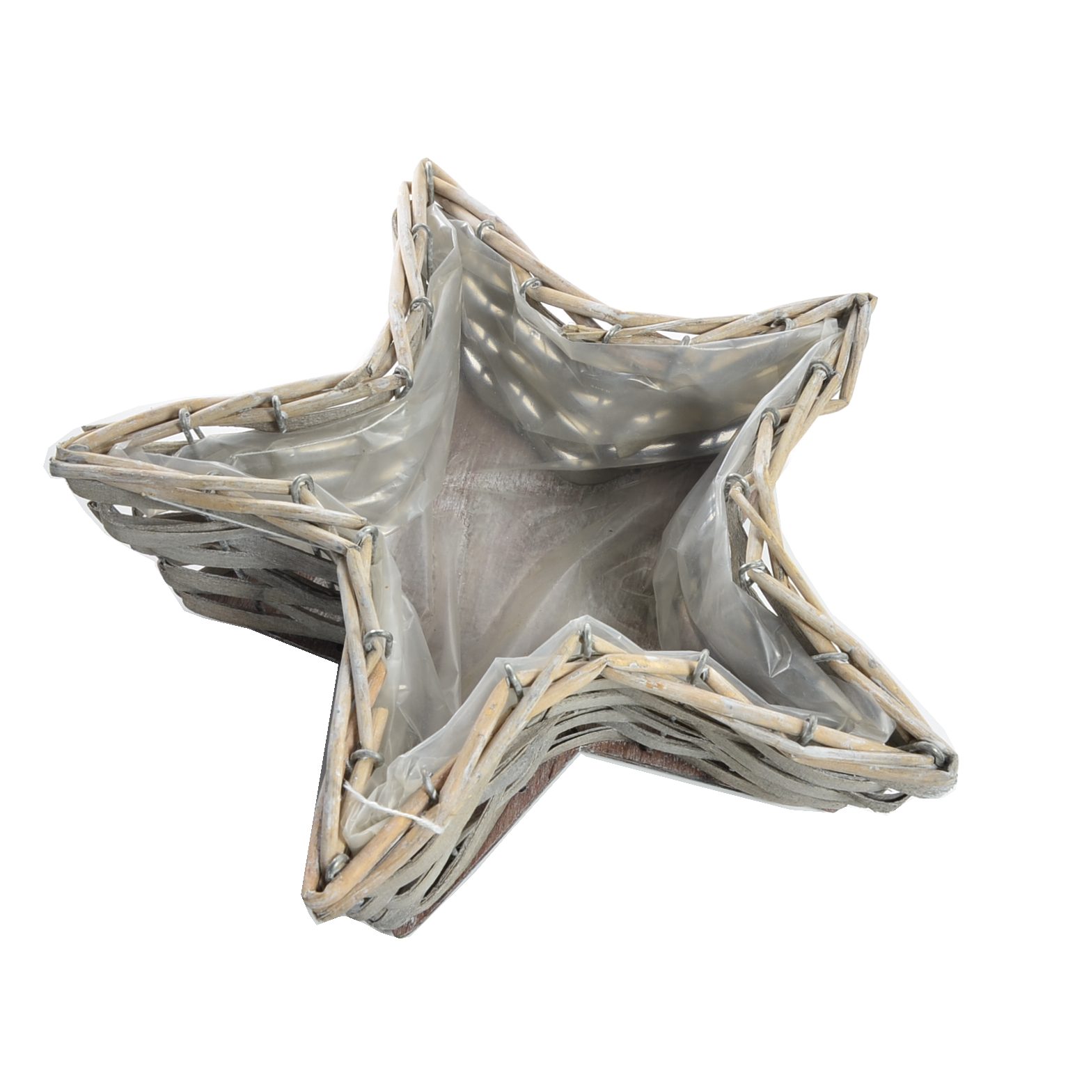B&S Pflanzschale Pflanzkorb Blumenkorb Stern mit Innenfolien 24 x 24 cm