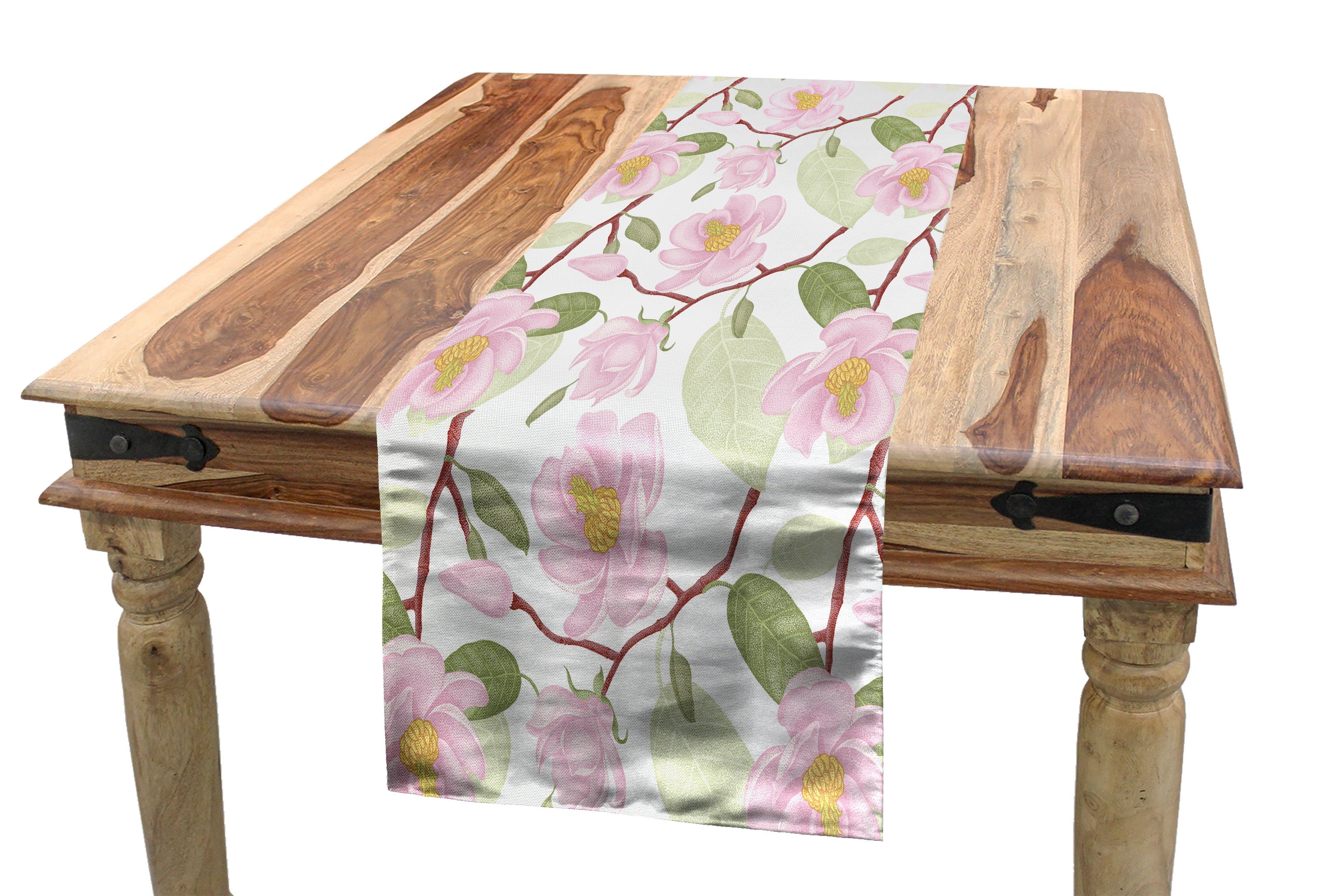 Abakuhaus Tischläufer Esszimmer Küche Rechteckiger Dekorativer Tischläufer, viktorianisch Magnolia Zweig Blumen