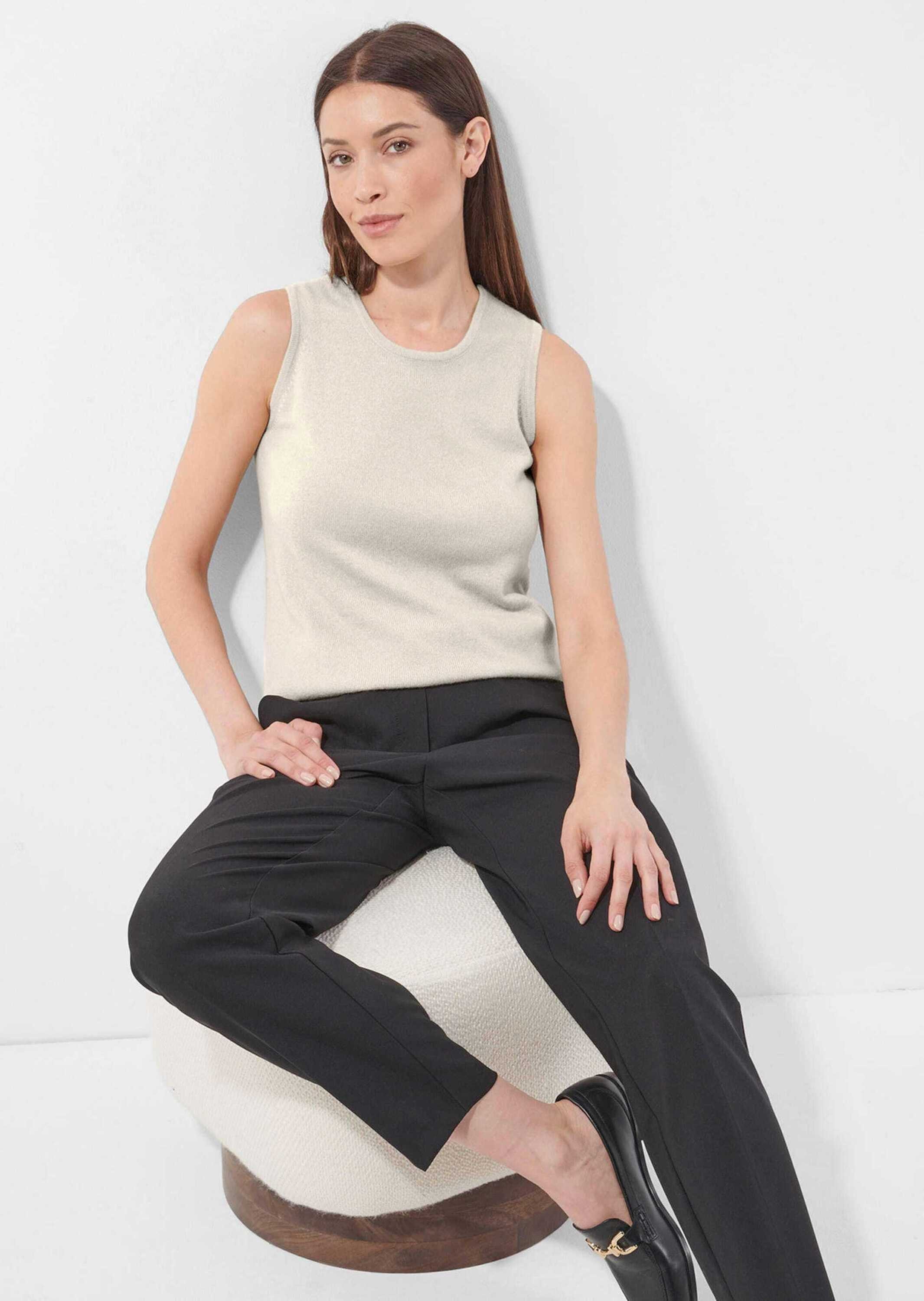 Alba Moda Strickpullover Kaschmir-Top mit Rundhalsausschnitt Einfarbiges Design mit klassischem Ausschnitt