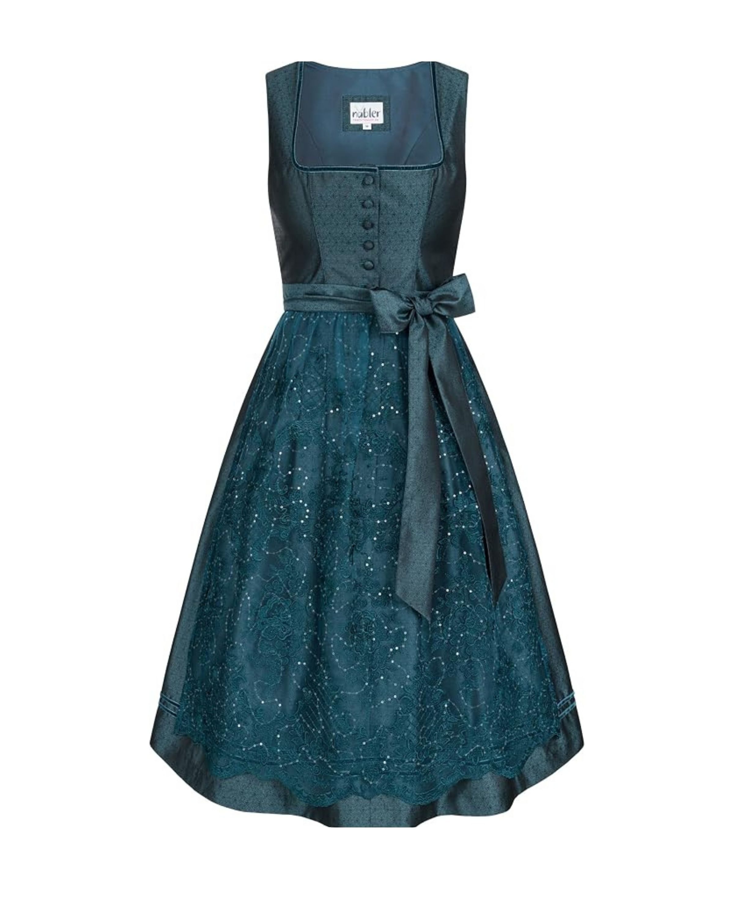 Nübler Dirndl Midi Dirndl Kerala in Ozeanblau von Nübler - Rocklänge 70 cm