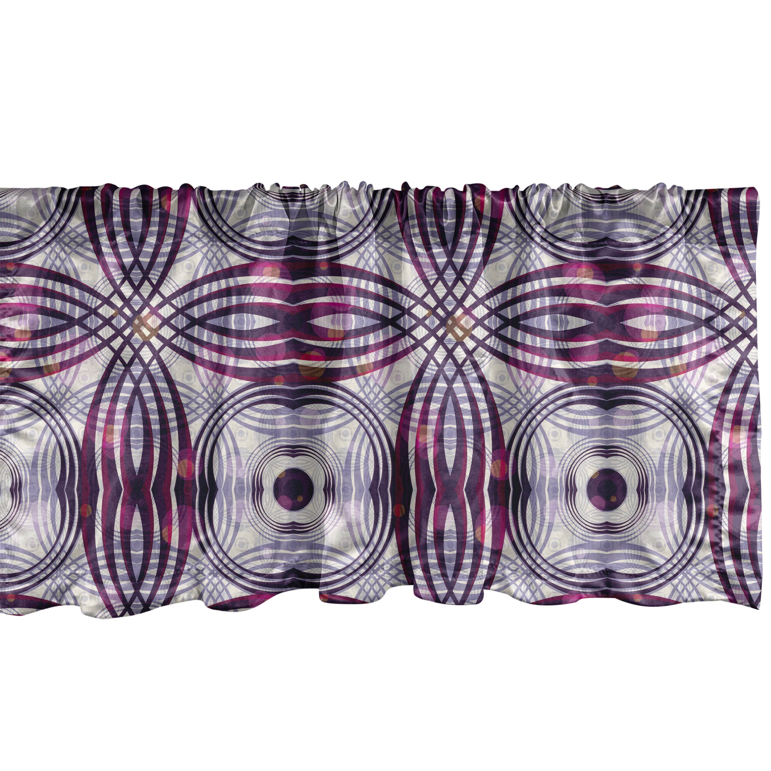 Scheibengardine Vorhang Volant für Küche Schlafzimmer Dekor mit Stangentasche, Abakuhaus, Microfaser, Jahrgang Geometrische Streifen Kreis