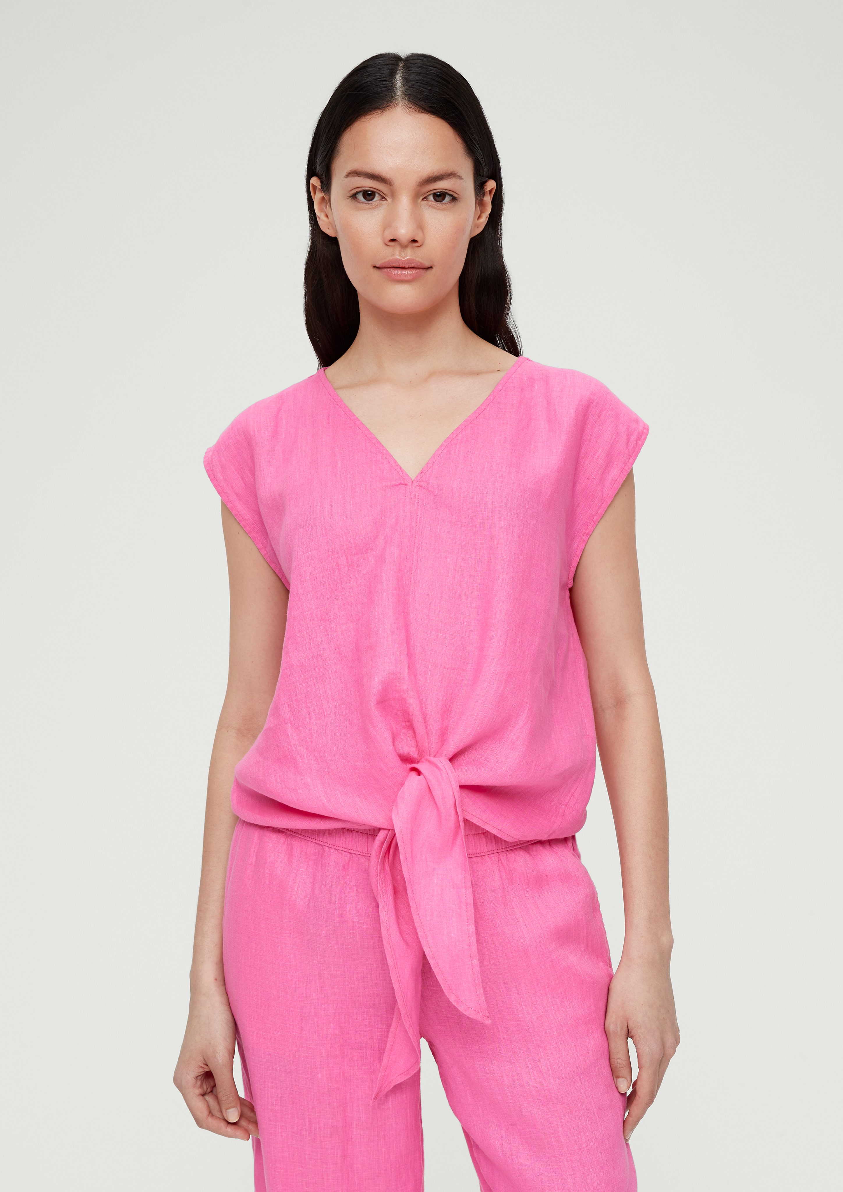 s.Oliver Blusentop Bluse mit Knoten-Detail Knoten pink