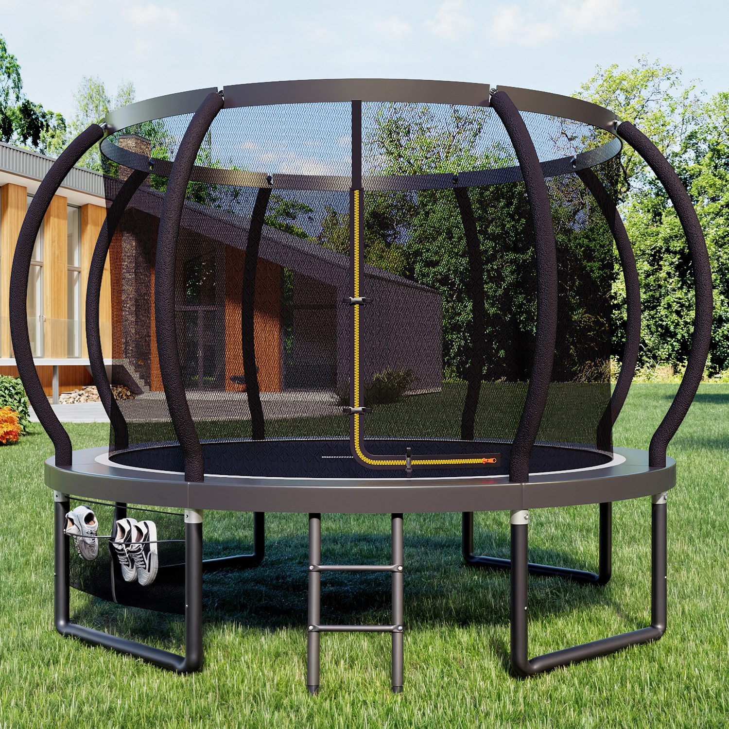 HOMALL Gartentrampolin Kindertrampolin Ø305/366, Gewicht 150kg, Ø 305 cm, (228 cm, Ø 228/305/366/427 cm, mit Sicherheitsnetz und Leiter, 360° Schutzgitter)