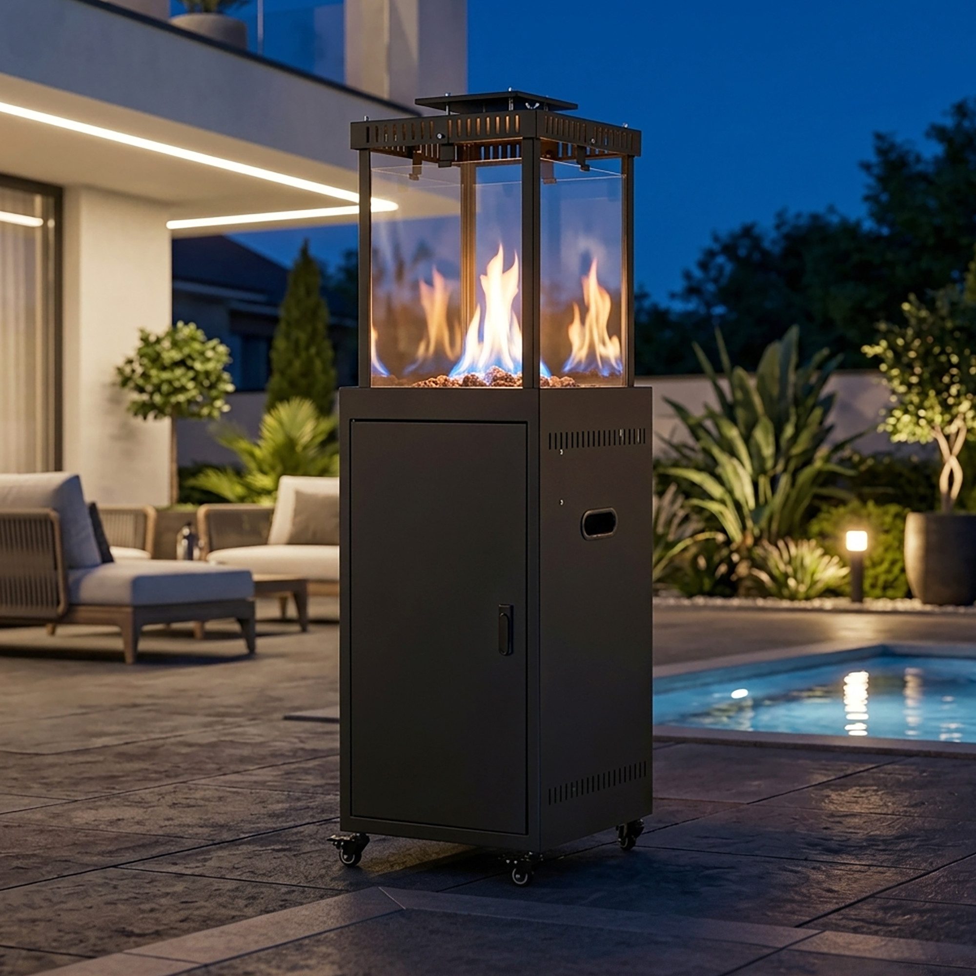 Avestar Feuerstelle 11 kW rauchfreier Propan Gas‑Terrassenheizer mit Lavasteinen, (1-St), 11 kW Leistung,rauchfrei,CE- und Kiwa-zertifiziert – Bild 3 von 5