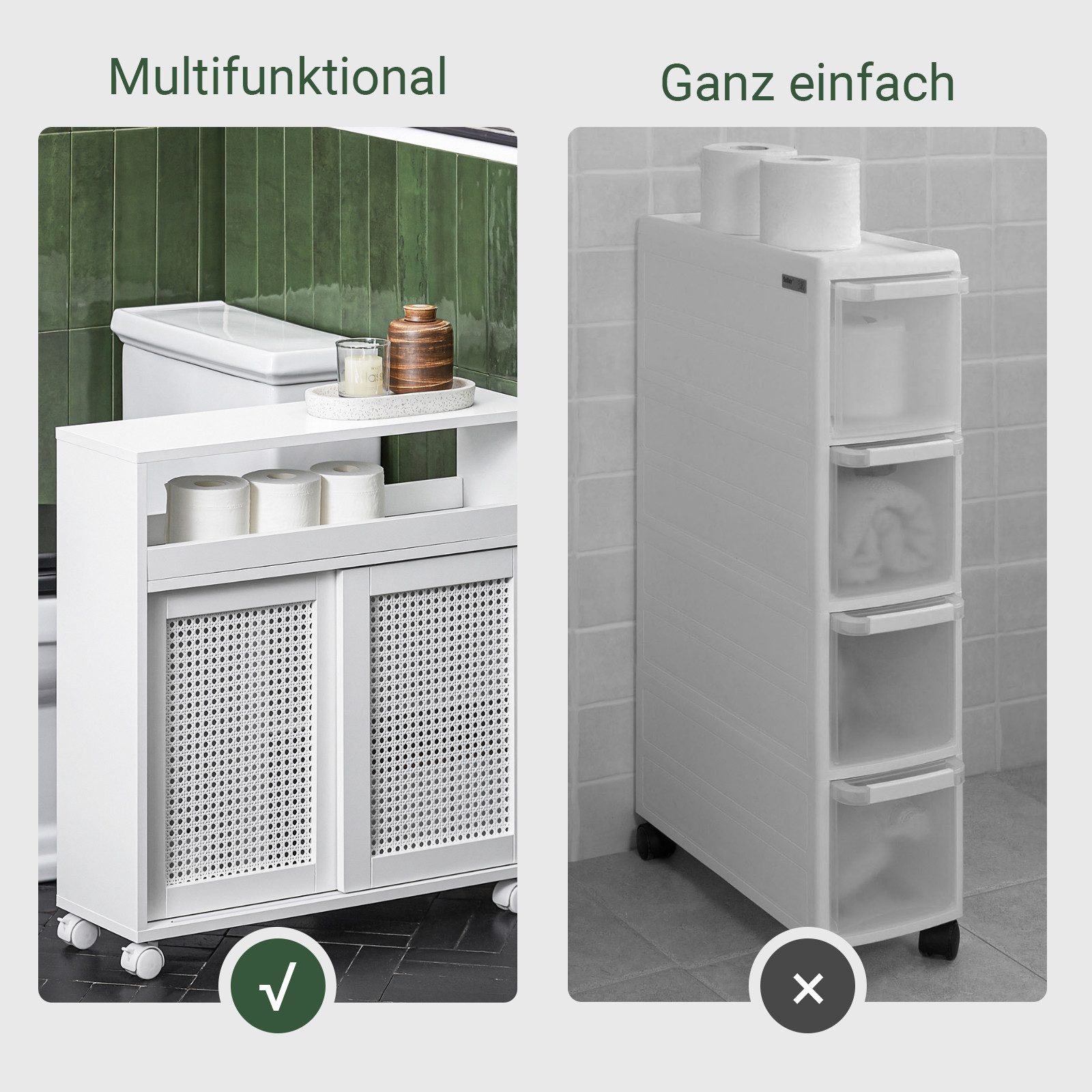 SoBuy Beistellwagen BZR119, Nischenregal 20cm Nischenschrank mit Rollen Küchenregal Rollwagen – Bild 5 von 5