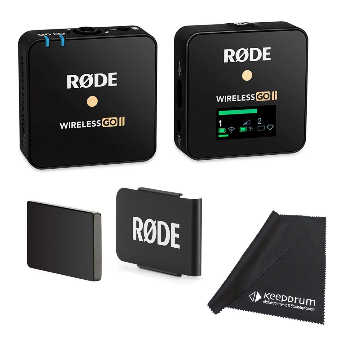 Rode Wireless GO II Single mit MagClip GO mit Tuch Digitales Aufnahmegerät