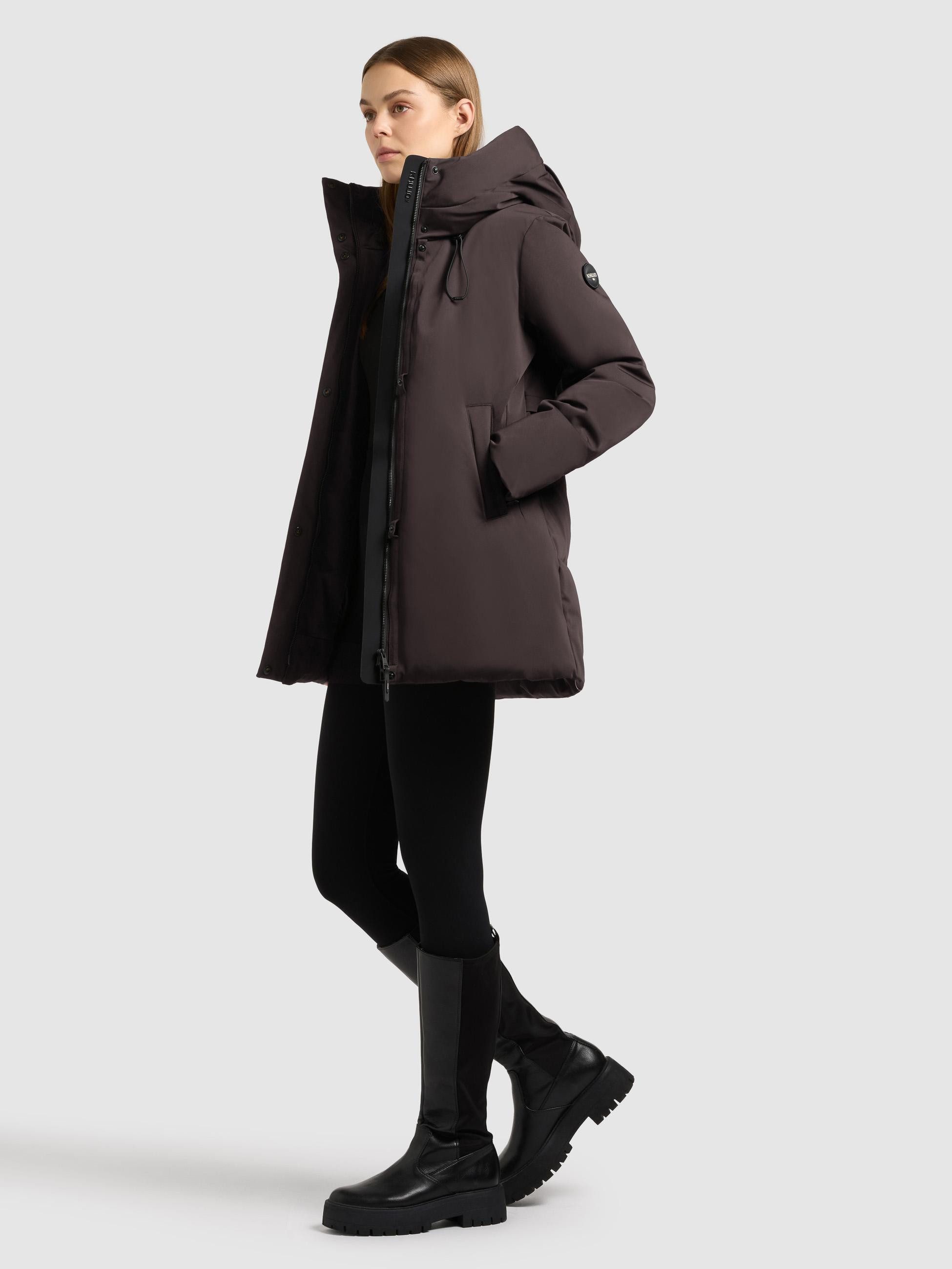khujo Kurzmantel Allap Warmer Damen Mantel mit innenliegenden Rucksack-Trägern