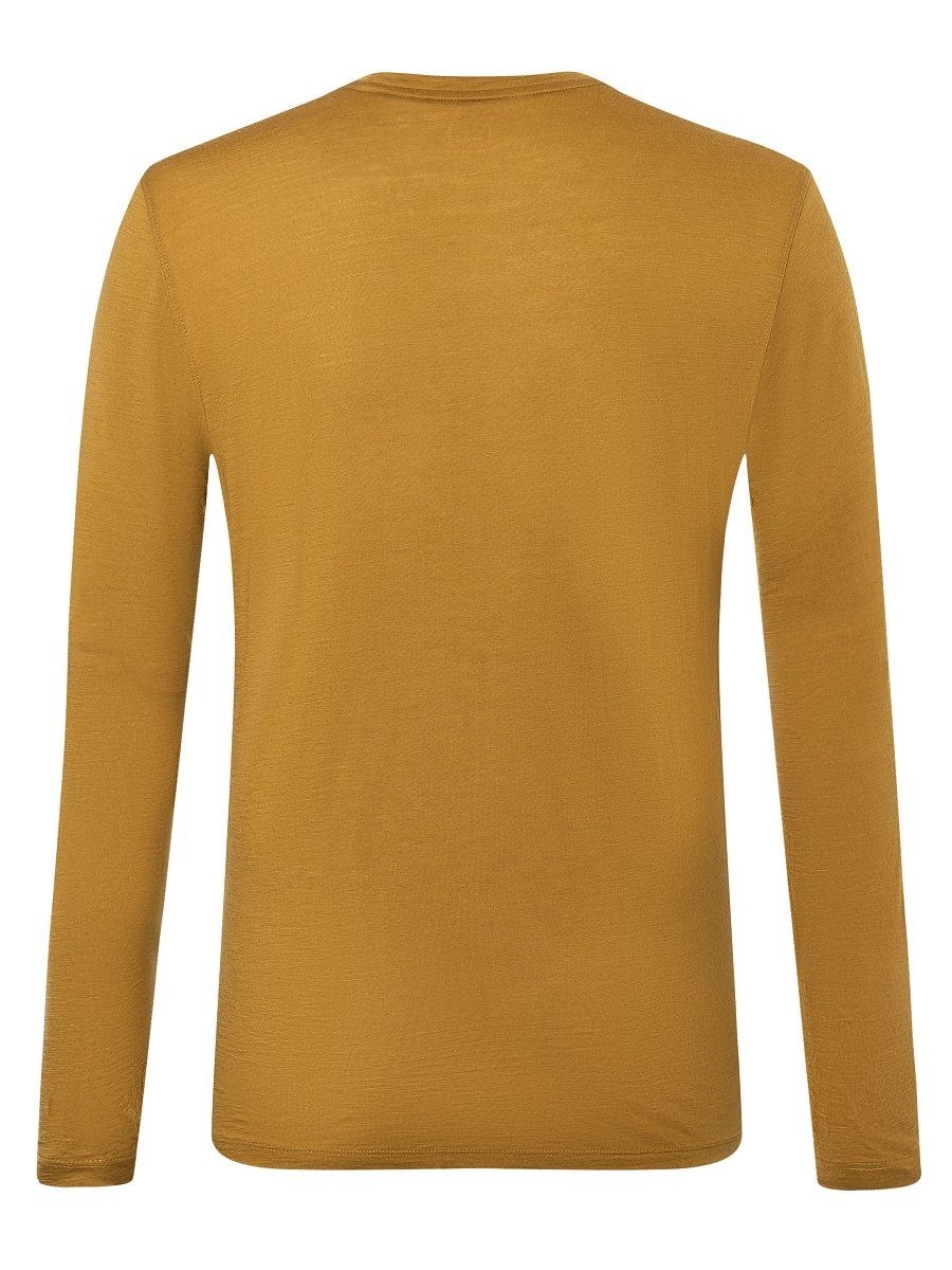 bequemer Langarmshirt M SUPER.NATURAL Longsleeve LS Merino-Materialmix Cumin/Blueberry Merino LOGO