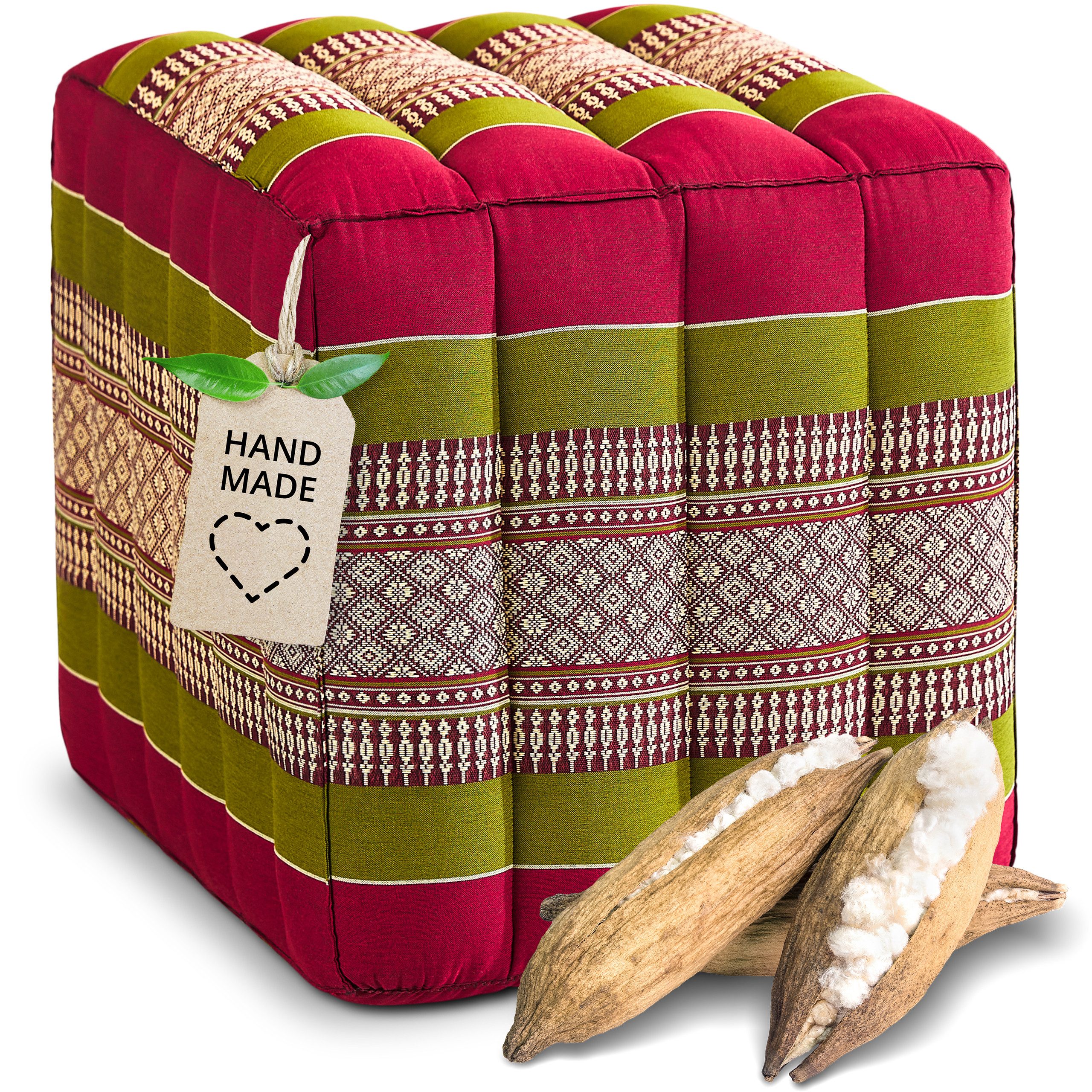 livasia Polsterhocker Würfelkissen - 40x40x40cm - Sitzwürfel, Kapok, vegan, handgefertigt