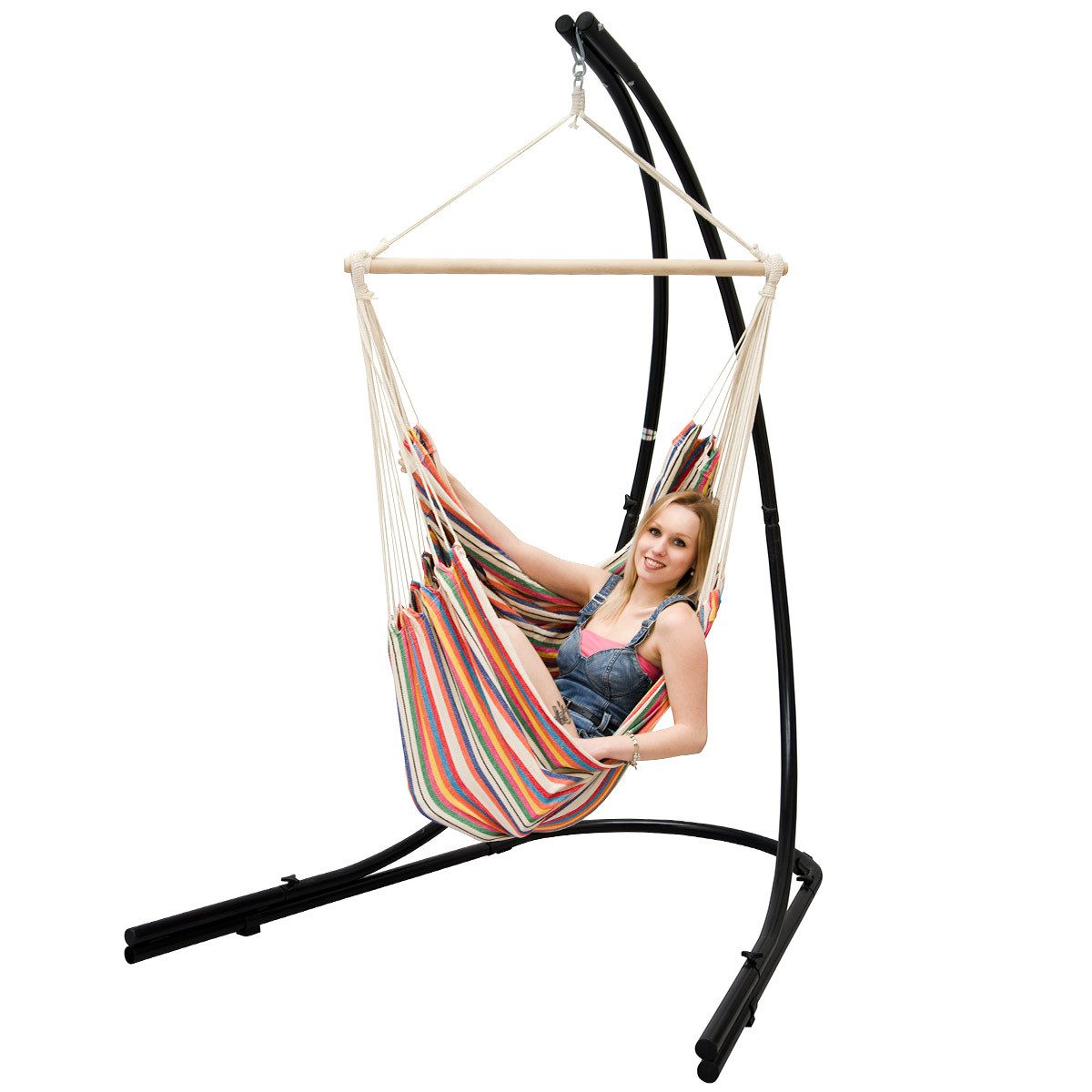 AMANKA Hängestuhl Hängestuhlgestell HSG-153 mit Hängestuhl HMG-40, 185 x 130 cm Hängesitz für Kinder und Erwachsene - 360° Relaxsessel