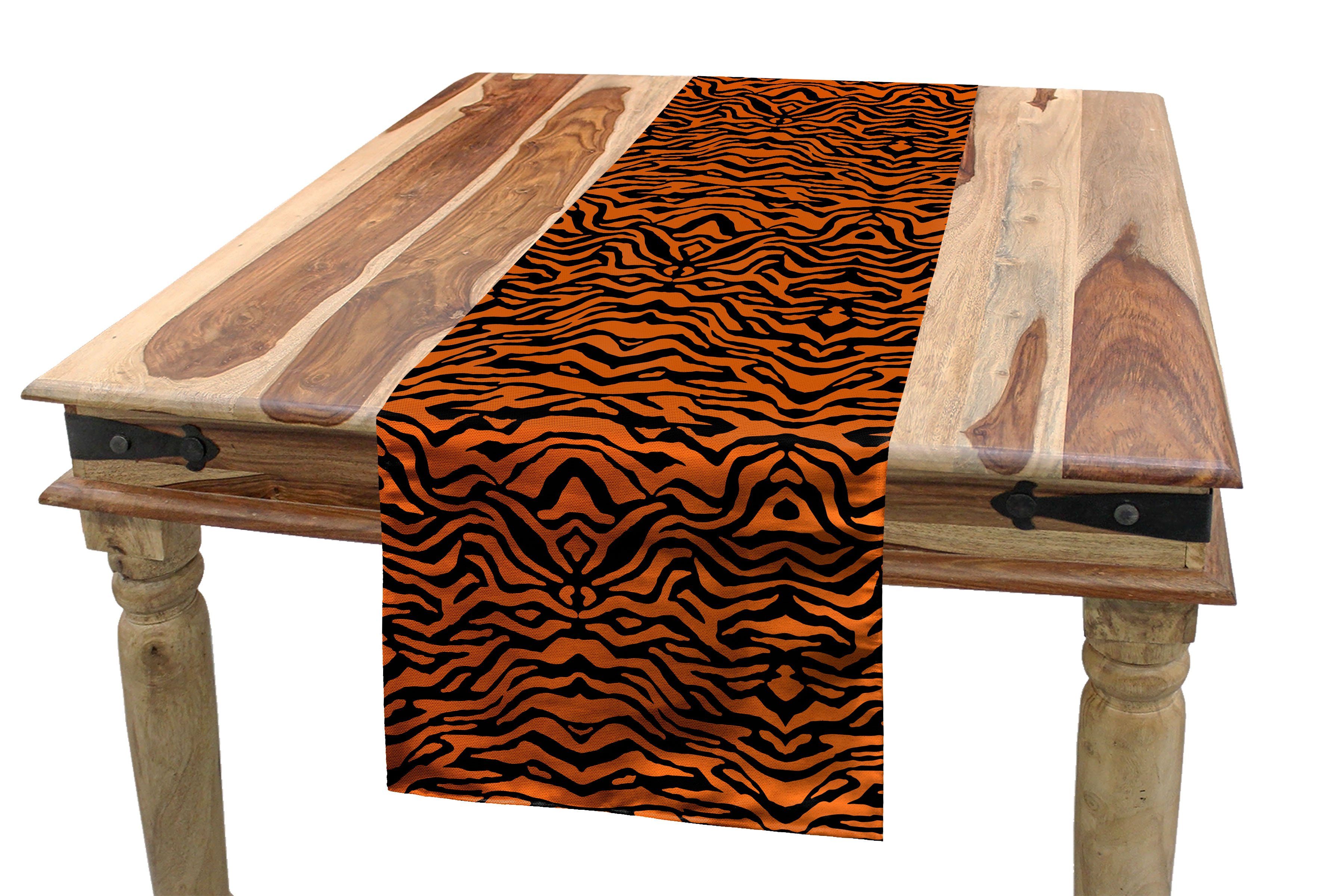 Abakuhaus Tischläufer Esszimmer Küche Rechteckiger Dekorativer Tischläufer, Safari Dschungel-Tiger-Haut-Streifen