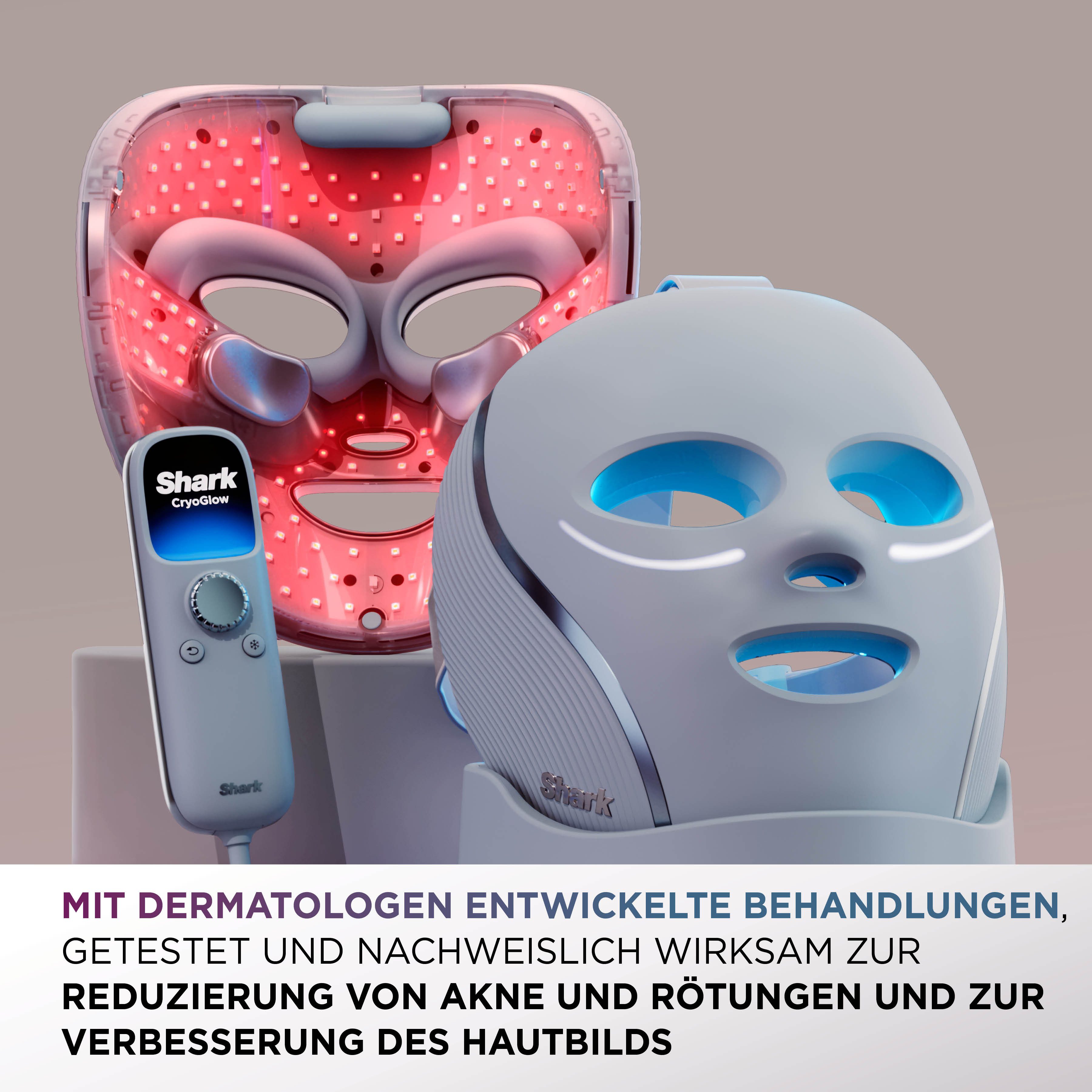 Shark LED-Gesichtsmaske Shark CryoGlow LED-Maske + Kühlung der Augenpartie FW312EUPL, CryoGlow - unsere neue medizinisch zertifizierte Innovation