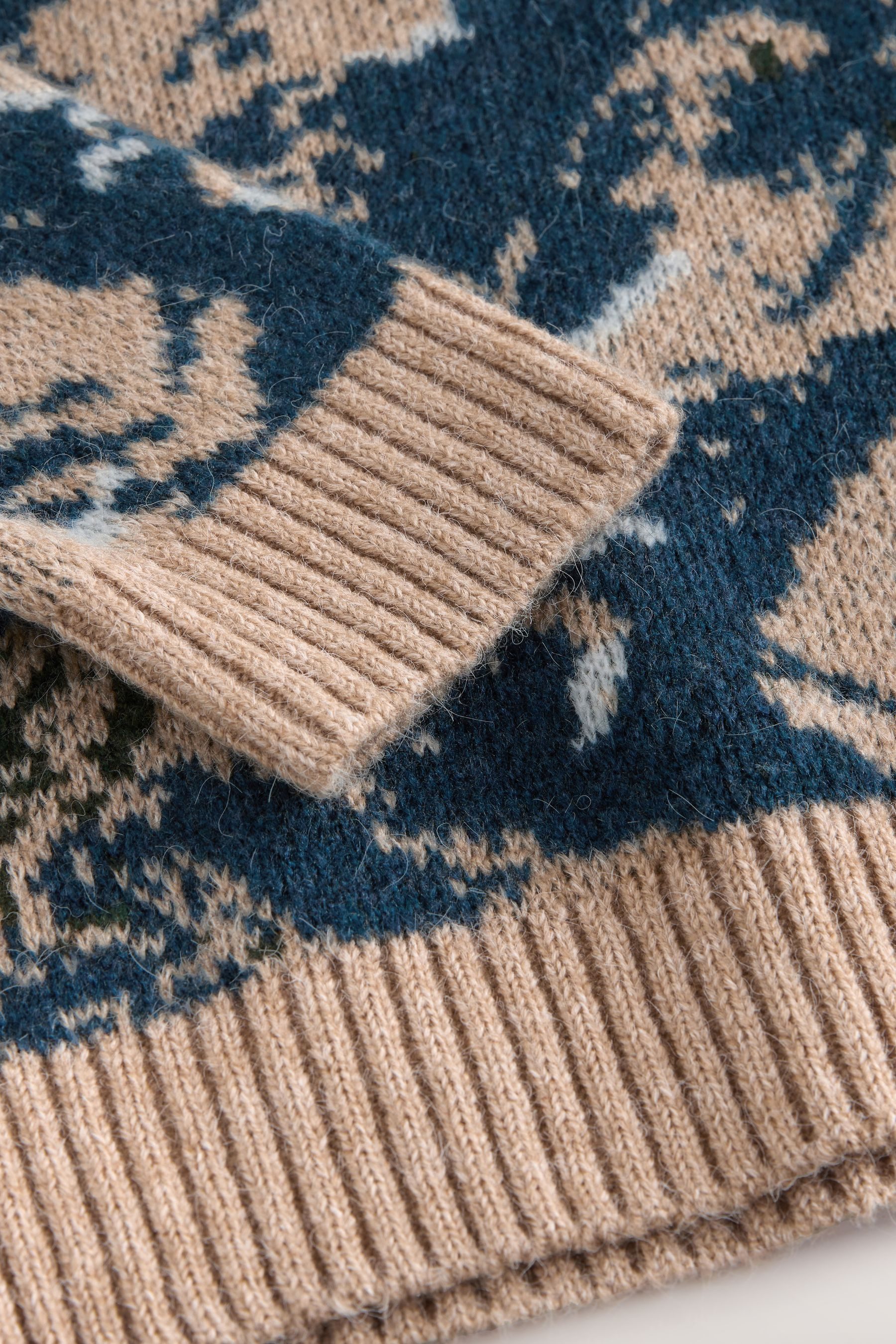 Next Rundhalspullover Relaxed Fit Rundhals-Strickpullover, Gebirgsmotiv (1- günstig online kaufen