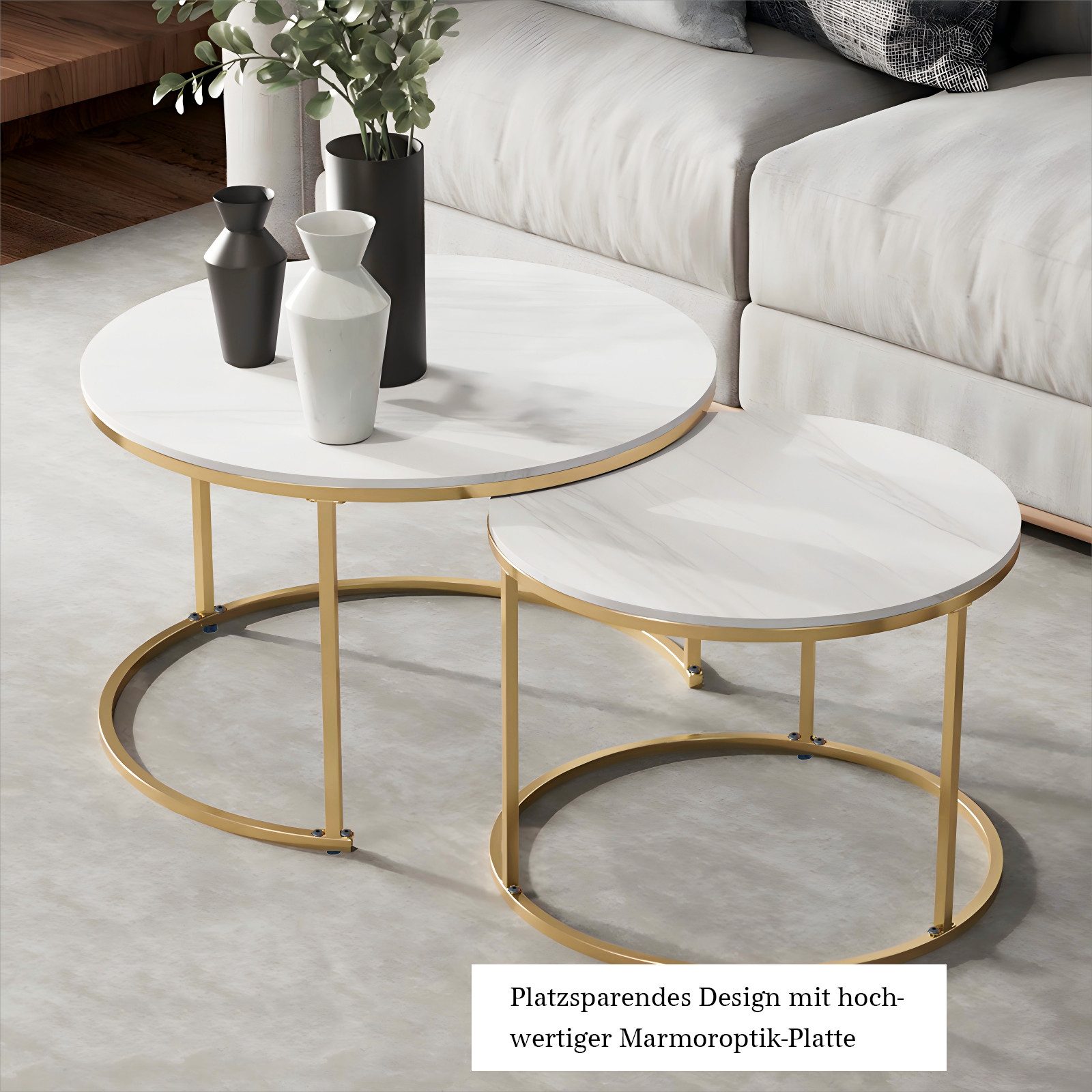 G-LEAF Couchtisch Beistelltisch-Set mit platzsparendem Nesting-Design günstig online kaufen