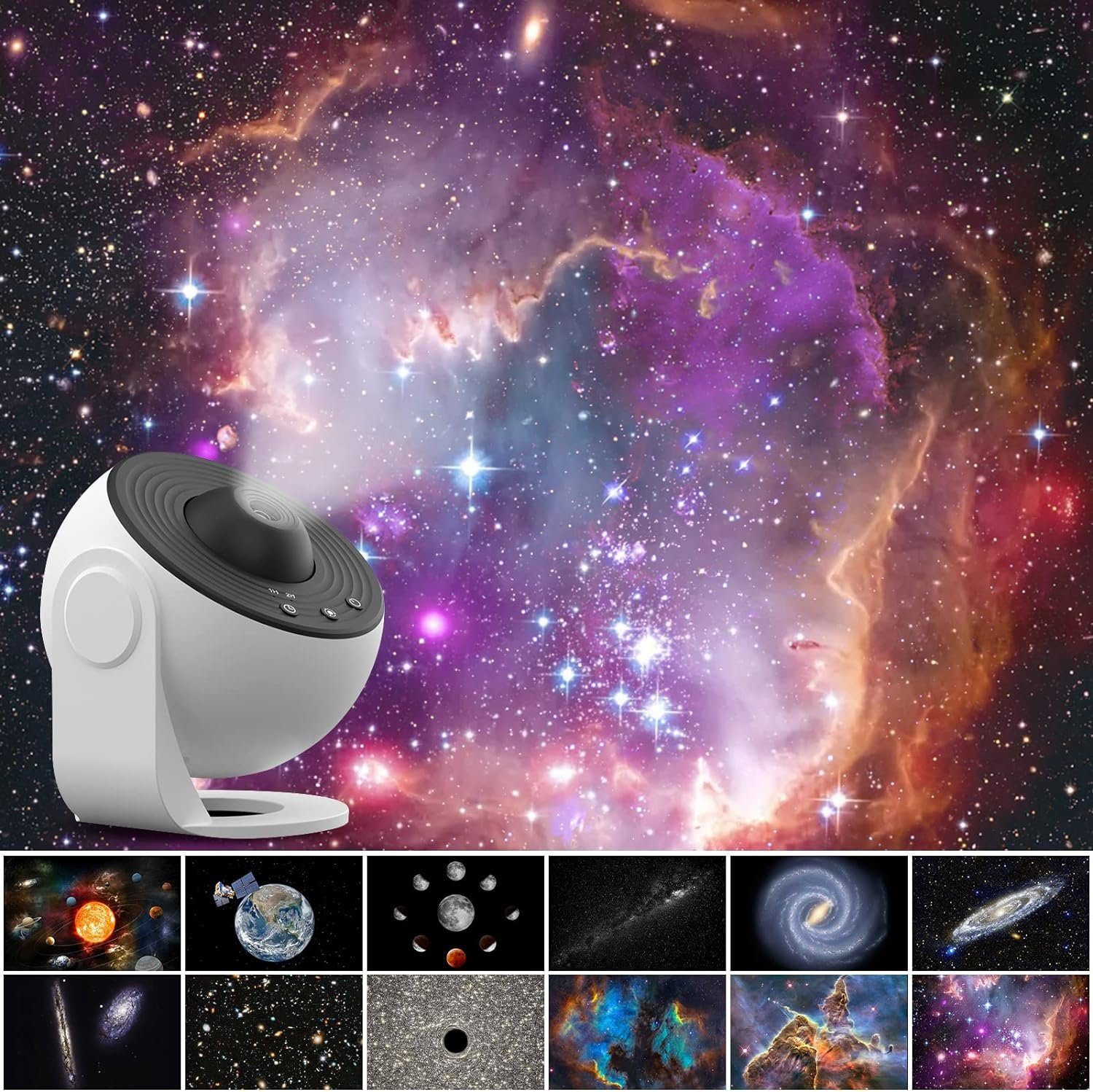 Powerwill LED Nachtlicht Sternenhimmel Projektor,Galaxie Projektor for  Kinder,12 Planeten Discs, LED wechselbar, Planetarium Projektor (12  Sternenlicht-Scheiben),360° Drehung, für Kinderzimmer, Galaxie Projektor,  Geschenke, Schlafzimmer Deko