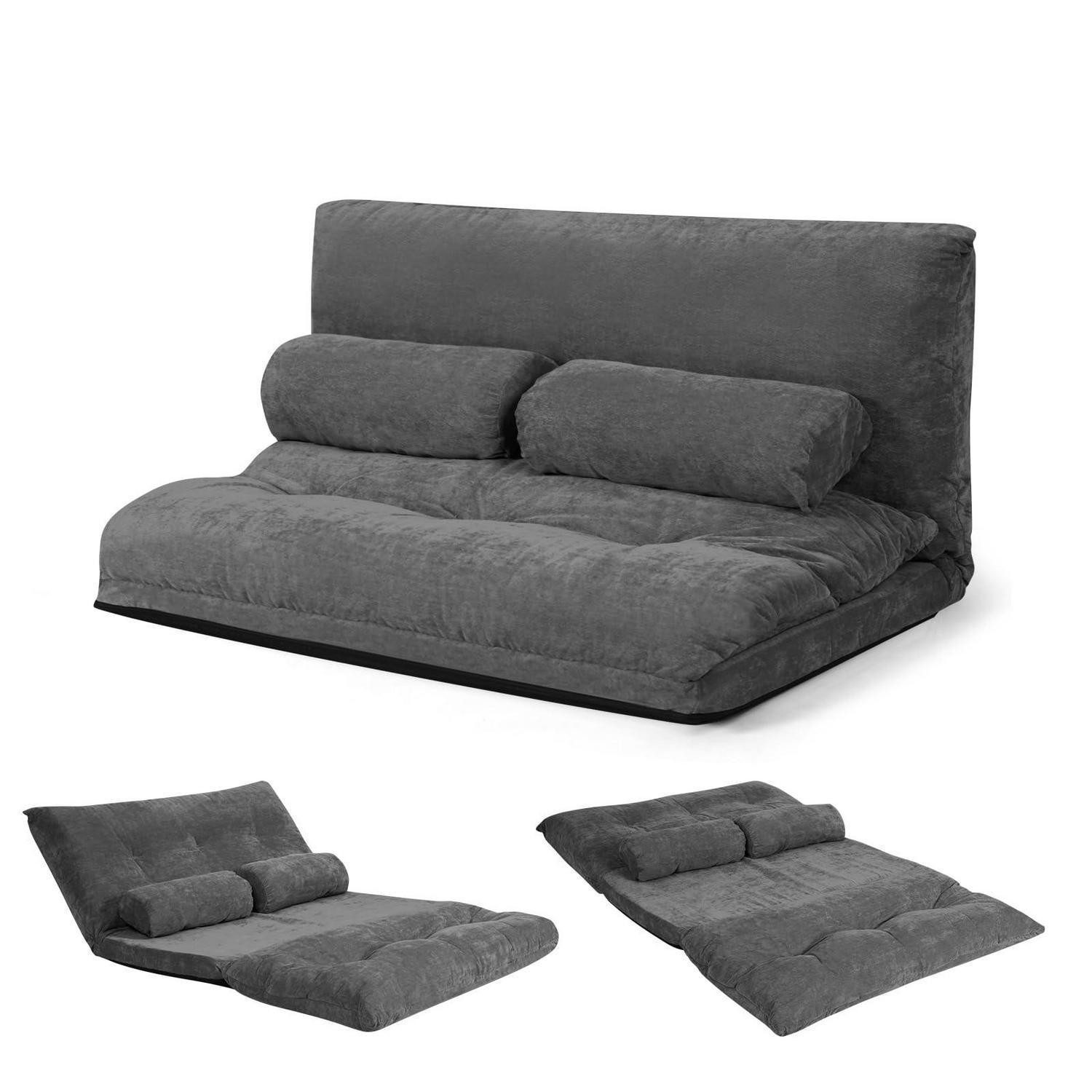 LuxusKollektion Schlafsofa Bodensofa 2-Sitzer 3-in-1 Sofabett 6-stufig verstellbar mit 2 Kissen