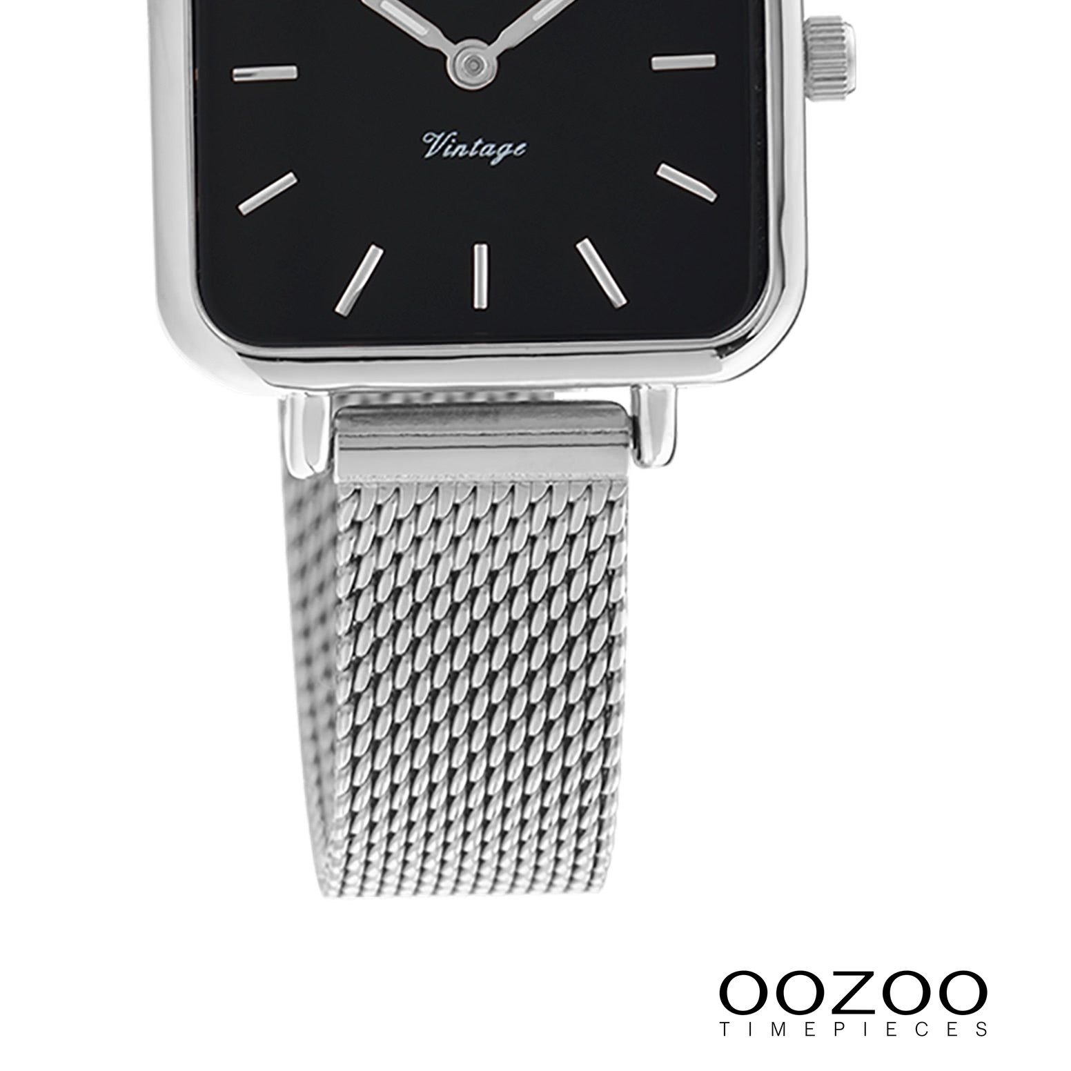 OOZOO Quarzuhr Oozoo Metall, Vintage Damen klein Series, Casual-Style Armbanduhr Mesharmband, rechteckig, Damenuhr (26x26mm)