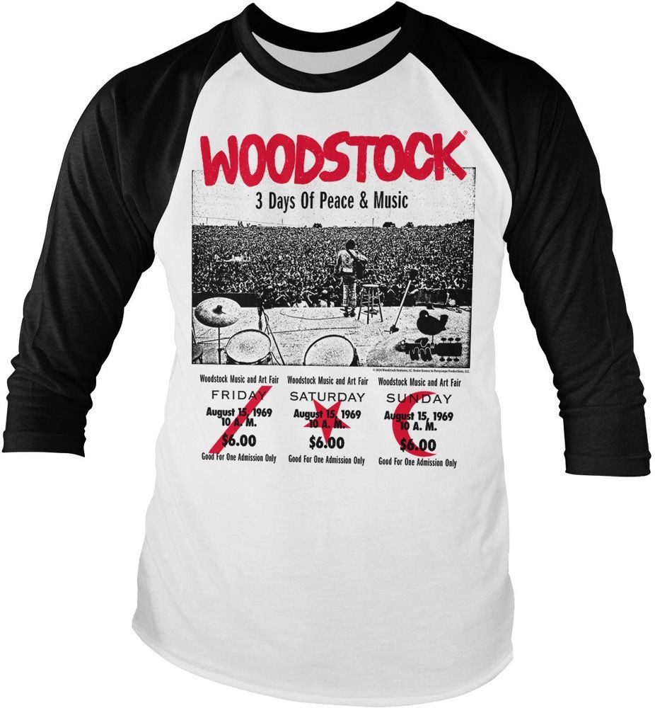 Woodstock Longsleeve 3 Day Ticket Baseball Long Sleeve Tee