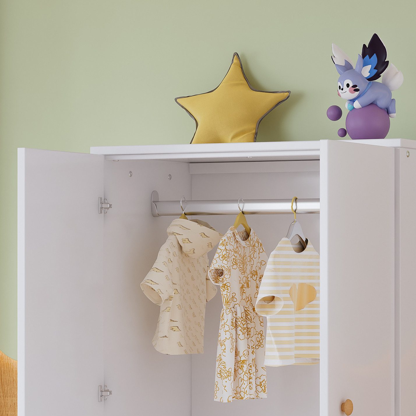 Flieks Kleiderschrank 2-türiger Kleiderschrank mit Stange 80x50x120cm