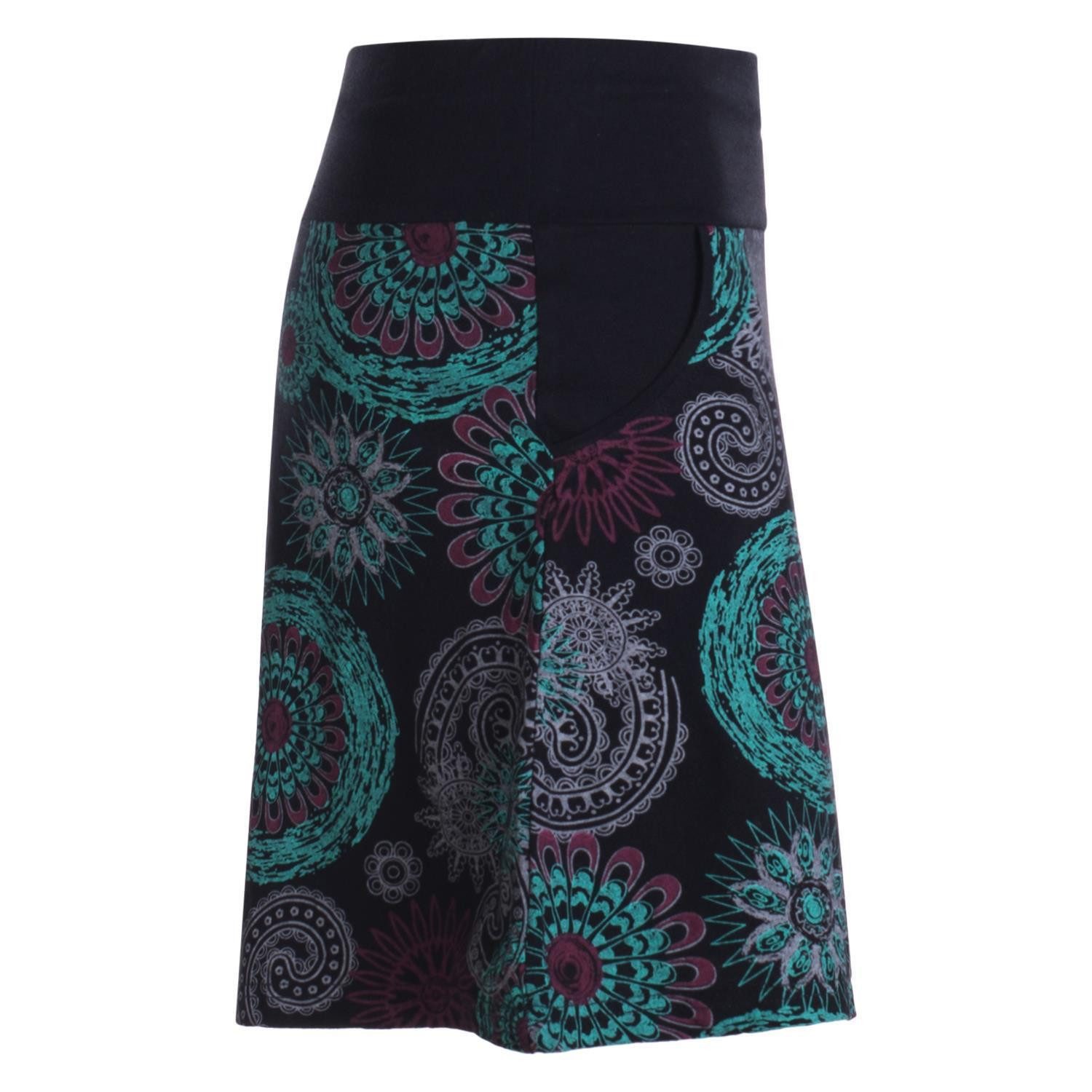 Vishes Minirock Kurzer Damen Baumwoll-Rock Taschen-Rock Mini-Röcke Mandalas Hippie, Ethno, Goa Style
