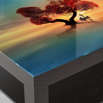 DEQORI Couchtisch 'Fischerboot unter Baum', Glas Beistelltisch Glastisch modern