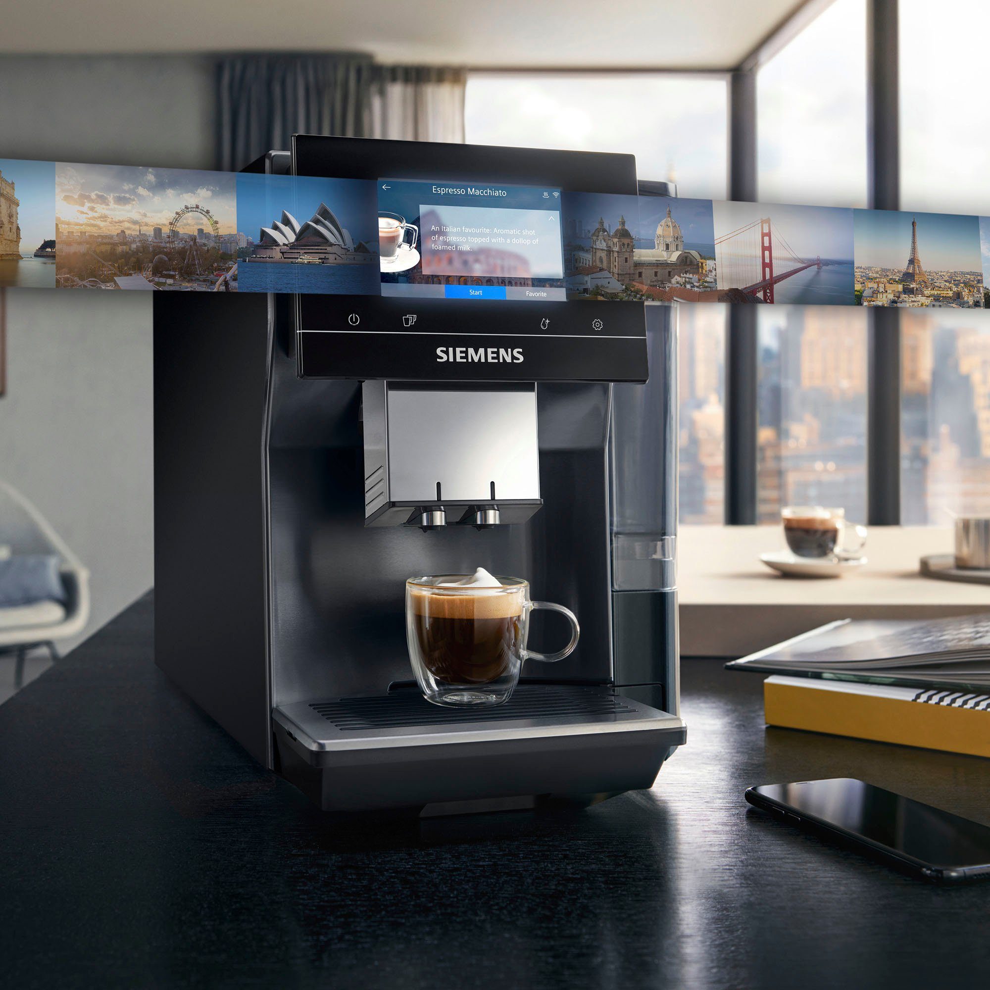 TP707D06, EQ700 Milchsystem-Reinigung bis Full-Touch-Display, 15 Profile speicherbar, classic SIEMENS Kaffeevollautomat