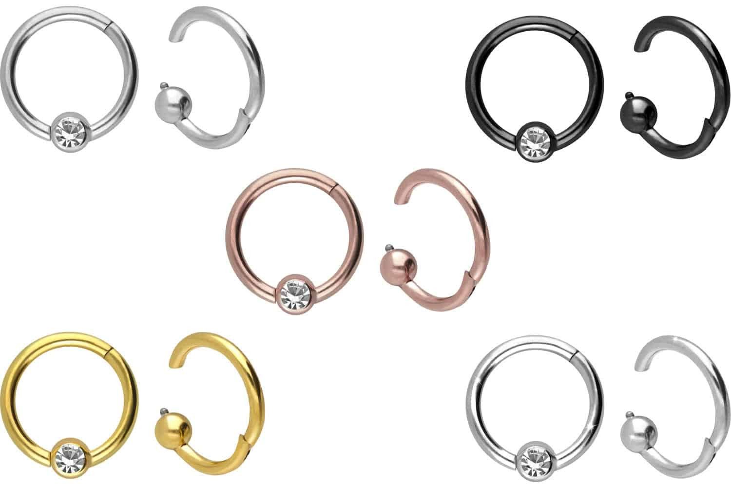 PIERCINGLINE Piercing-Set Titan Segmentring Clicker KRISTALL günstig online kaufen