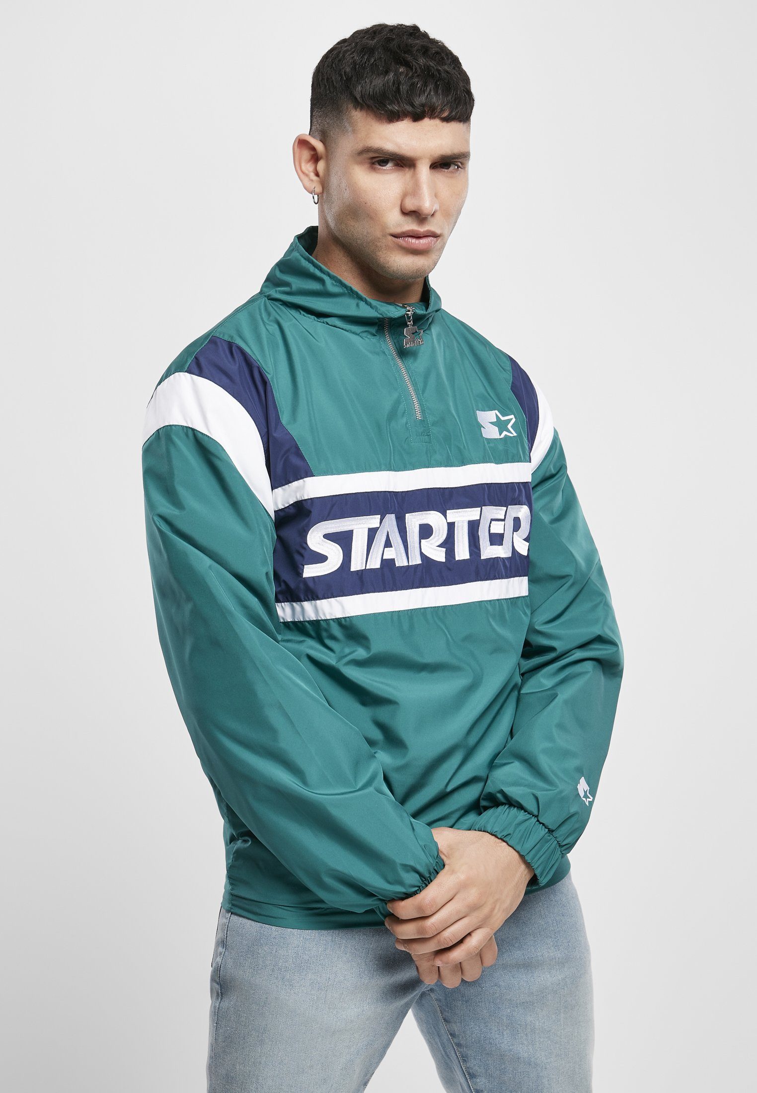 Starter Outdoorjacke Herren Starter Half Zip Retro Jacket (1-St) retrogreen/bluenight/white