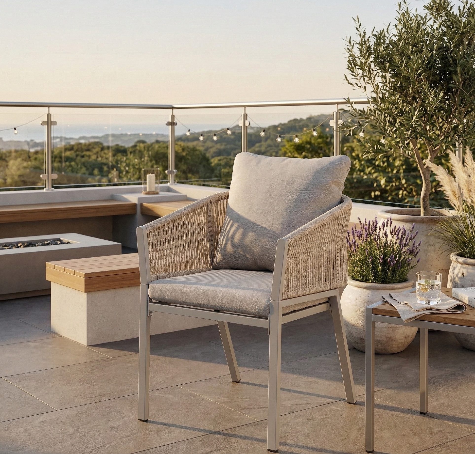 MANDALIKA Garden Gartensessel Aluminium / Polycord Rope Dining Sessel Madri