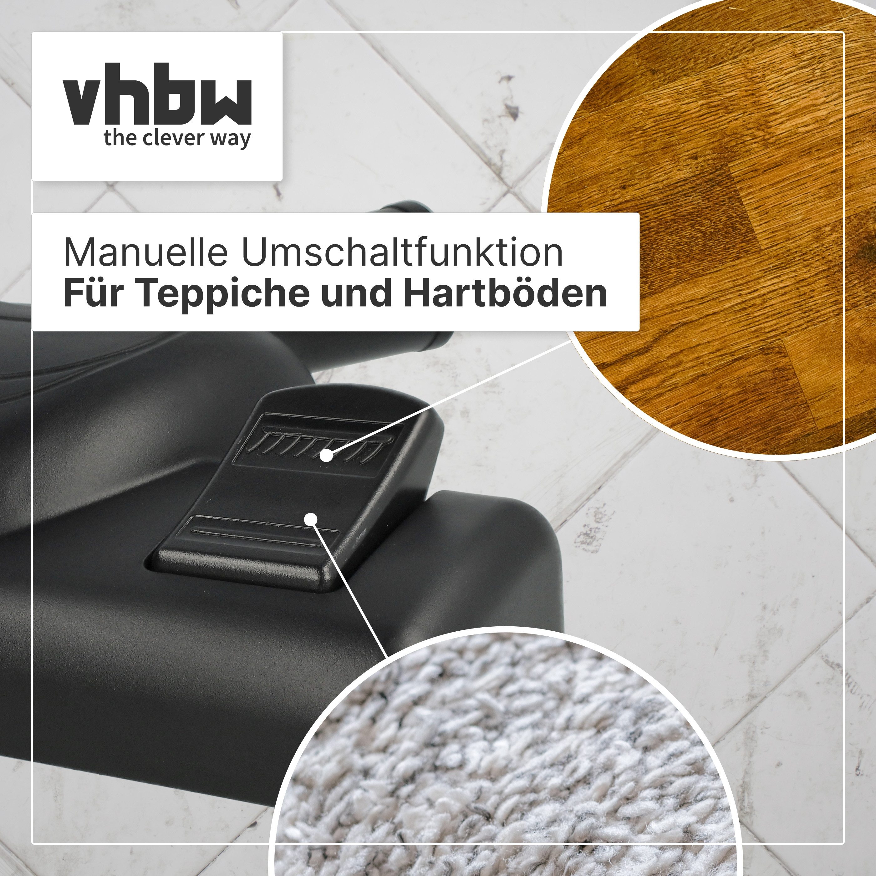 vhbw Bodendüse passend für Siemens VS60A10, VS60A11EU, VS60A01ID, VS60A05, VS60A00, V, Kombidüse für Bodenstaubsauger, Mit Parkvorrichtung – Bild 3 von 5