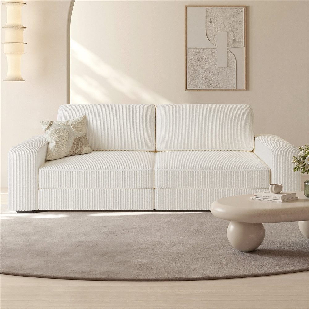Yaheetech Schlafsofa Zweisitzer-Sofa Polstersofa aus Cordstoff, Breite Sitzfläche für Wohnzimmer/Schlafzimmer/Spielzimmer