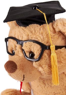 BRUBAKER Kuscheltier Teddybär für den Abschluss, Abitur oder Studium (1-St), Teddy Plüschbär mit Brille, Diplom und Doktorhut 25 cm - Plüschtier - Hellbraun