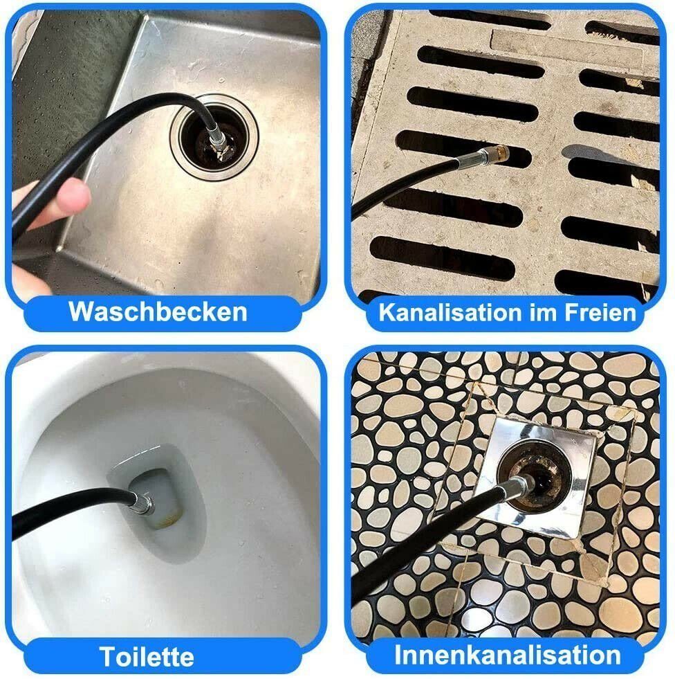 bar, Düse, in max: l/h, (4tlg mit für a Rohrreinigungsschlauch Kränzle Hochdruckreiniger K2-K7 Abflussreiniger 10m/15m/20m/30m XERSEK Rotierend 480,00 Fördermenge Kärcher Sat), 160Bar 160,00 max: Druck Hochdruckschlauch Kanalratte Starr