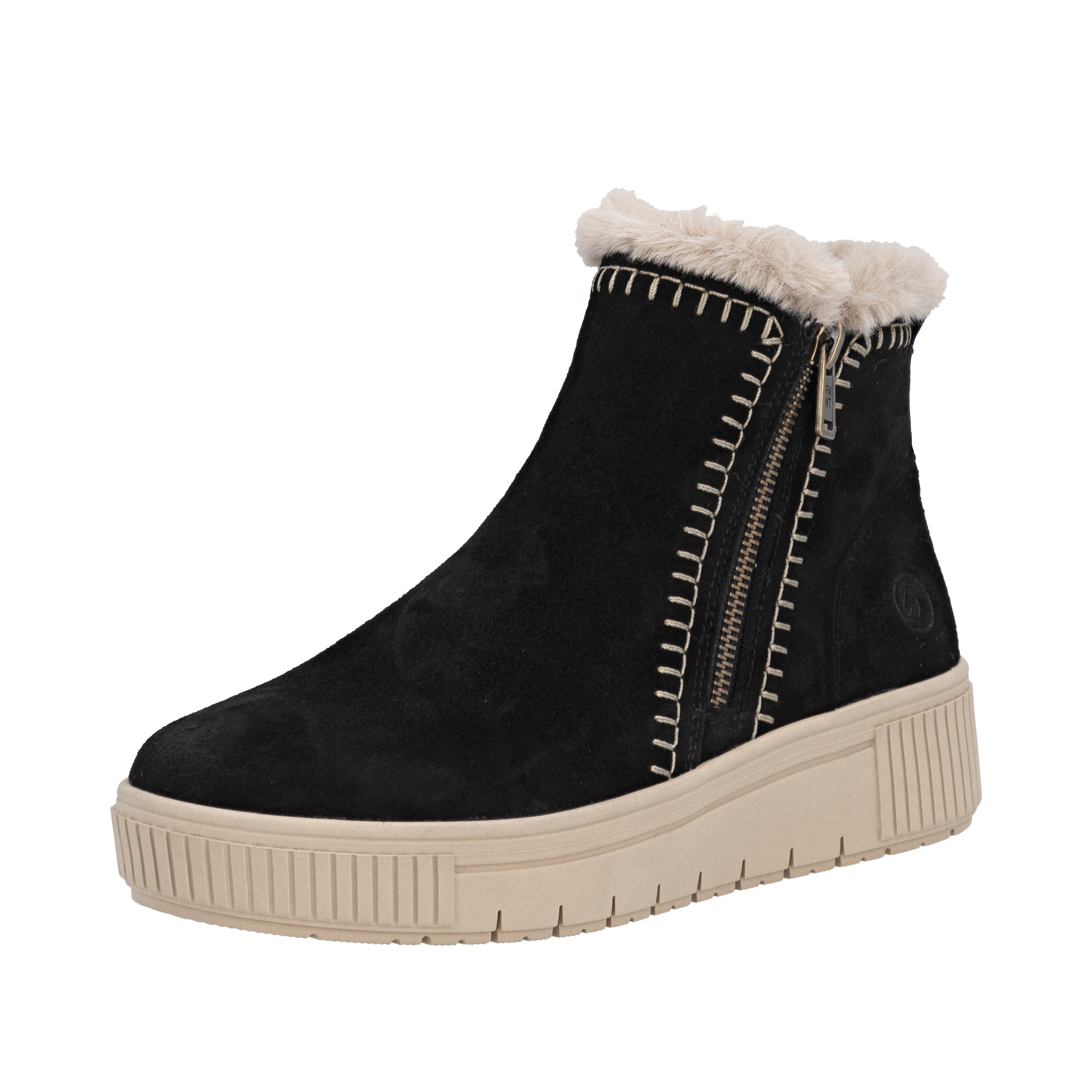Remonte Elisabeth Hurley-Collection Winterboots Winterstiefelette, Plateauboots mit Fellimitat-Besatz und Softfußbett