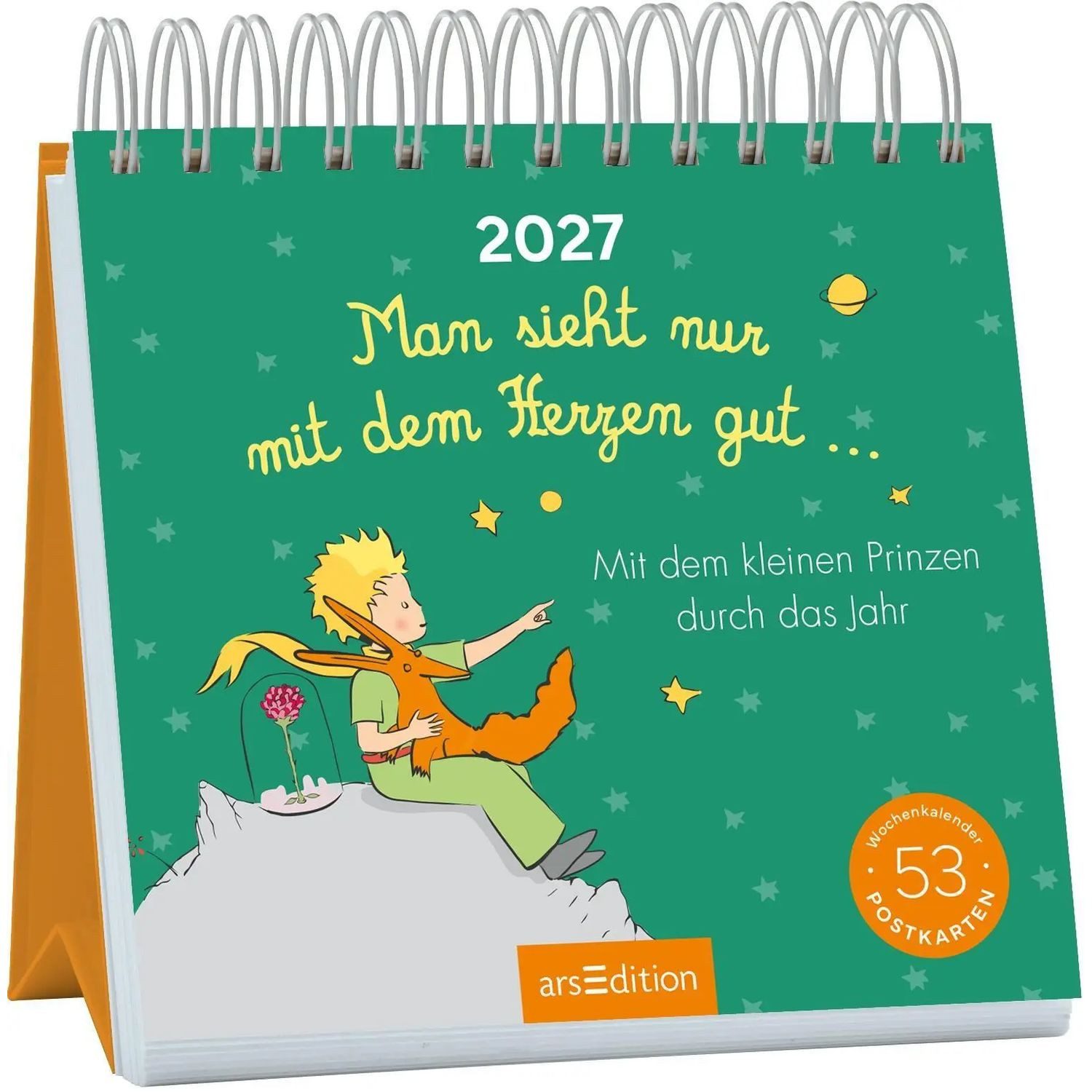 Ars Edition Geburtstagskalender Postkartenkalender Man sieht nur mit dem Herzen gut ... 2027