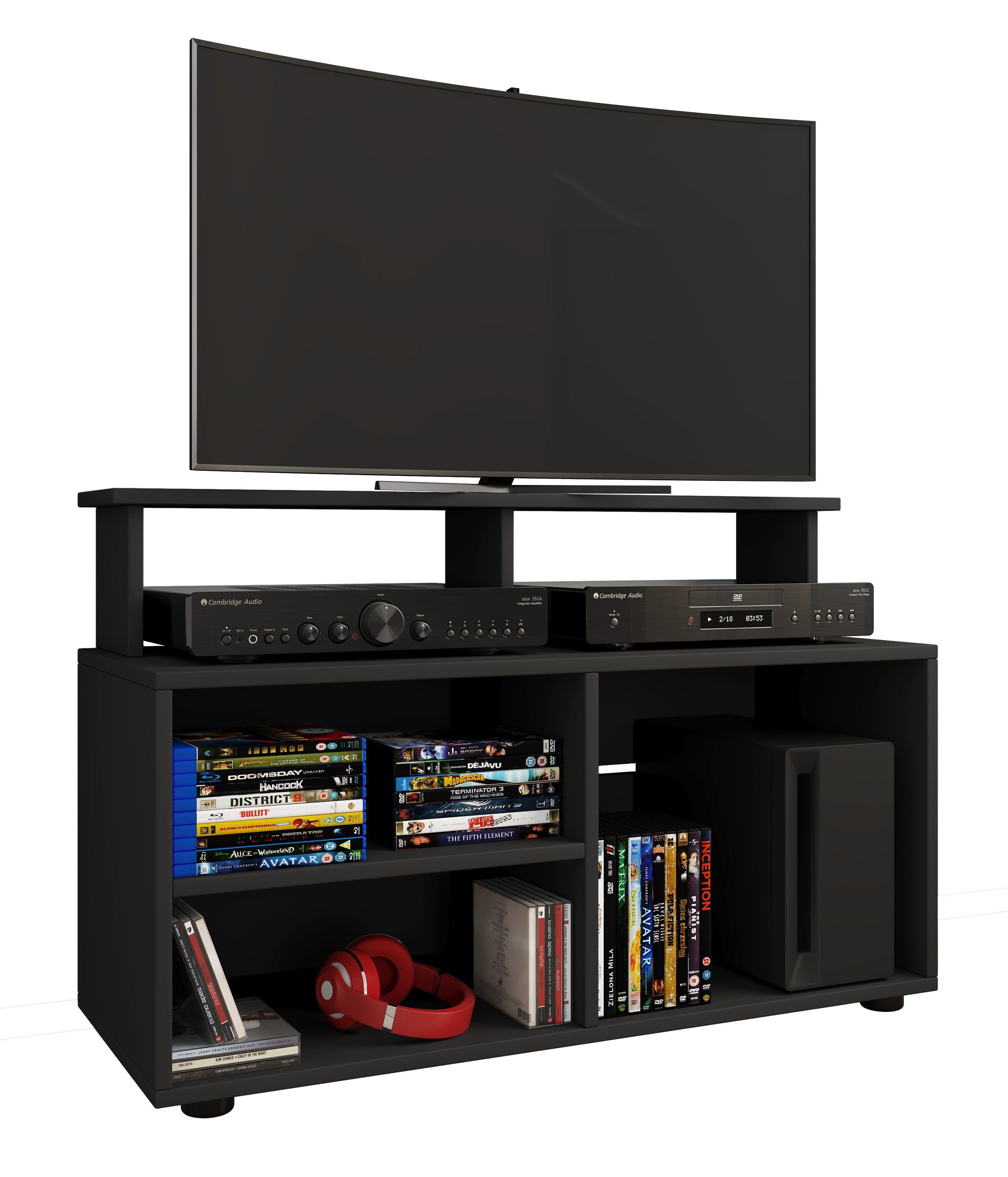 VCM TV-Board Balansia Wohnwand B. 90 x T. 36 x H. 59 cm, Stauraum für Receiver und Konsolen, Für Wohnzimmer und Mediaraum