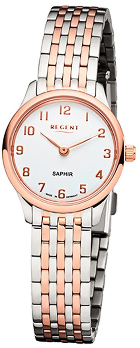 Regent Quarzuhr Regent Damen Uhr GM-1460 Metall Quarz, (Analoguhr), Damen Armbanduhr rund, klein (ca. 25mm), Metallarmband