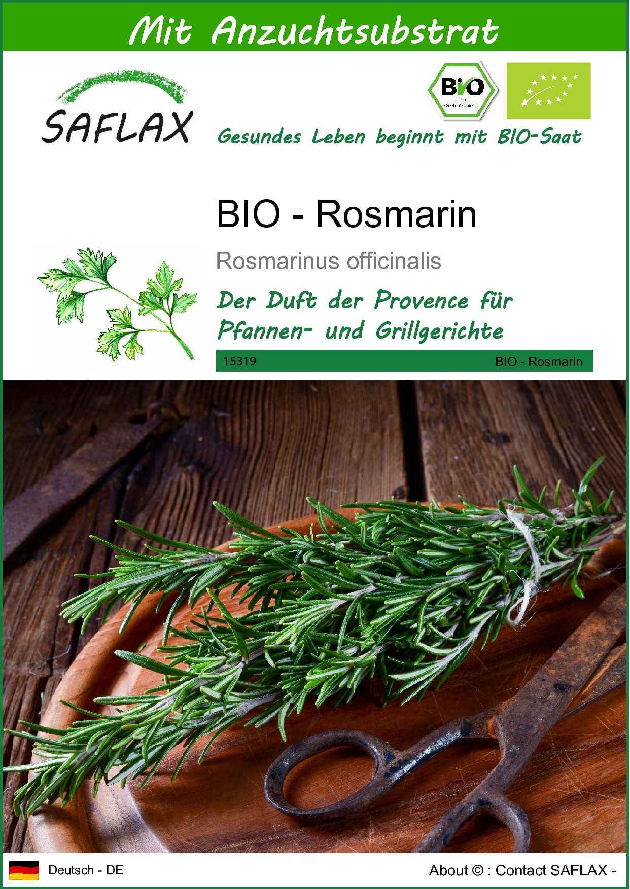 Kräutersamen SAFLAX - Samen und Substrat - BIO - Rosmarin