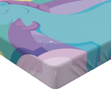 Spannbettlaken Soft Dekorativer Stoff Bettwäsche Rund-um Elastischer Gummizug, Abakuhaus, Einhorn Kindergarten Regenbogen-Pony-Kunst
