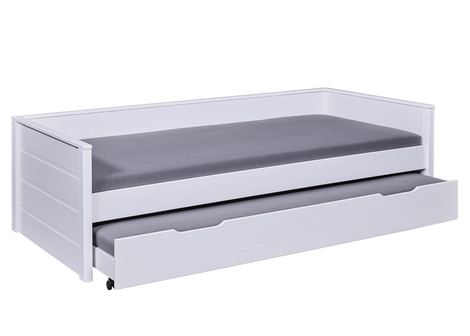 Inter Link Bett Dream Bett 90x200cm mit 1 ausziehbares Bett weiß.