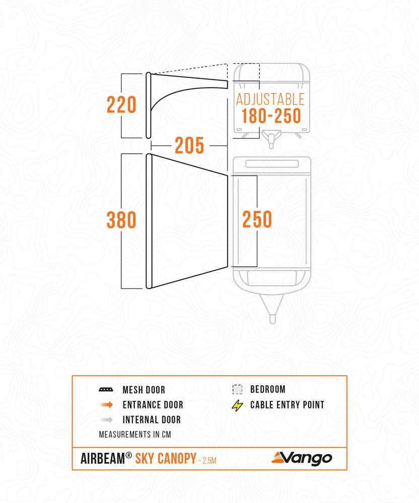 Vango Markisenvorzelt Vango AirBeam Sky Canopy 2,5 Meter Sonnensegel
