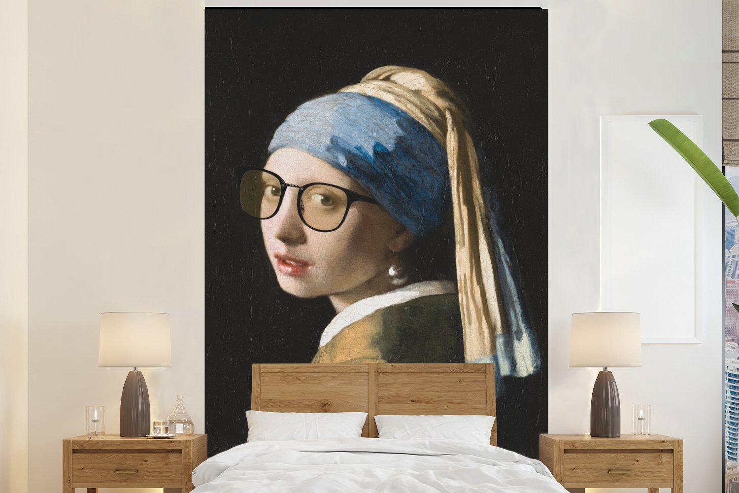 MuchoWow Fototapete Das Mädchen mit dem Perlenohrring - Johannes Vermeer - Brillen, Matt, bedruckt, (3 St), Montagefertig Vinyl Tapete für Wohnzimmer, Wandtapete